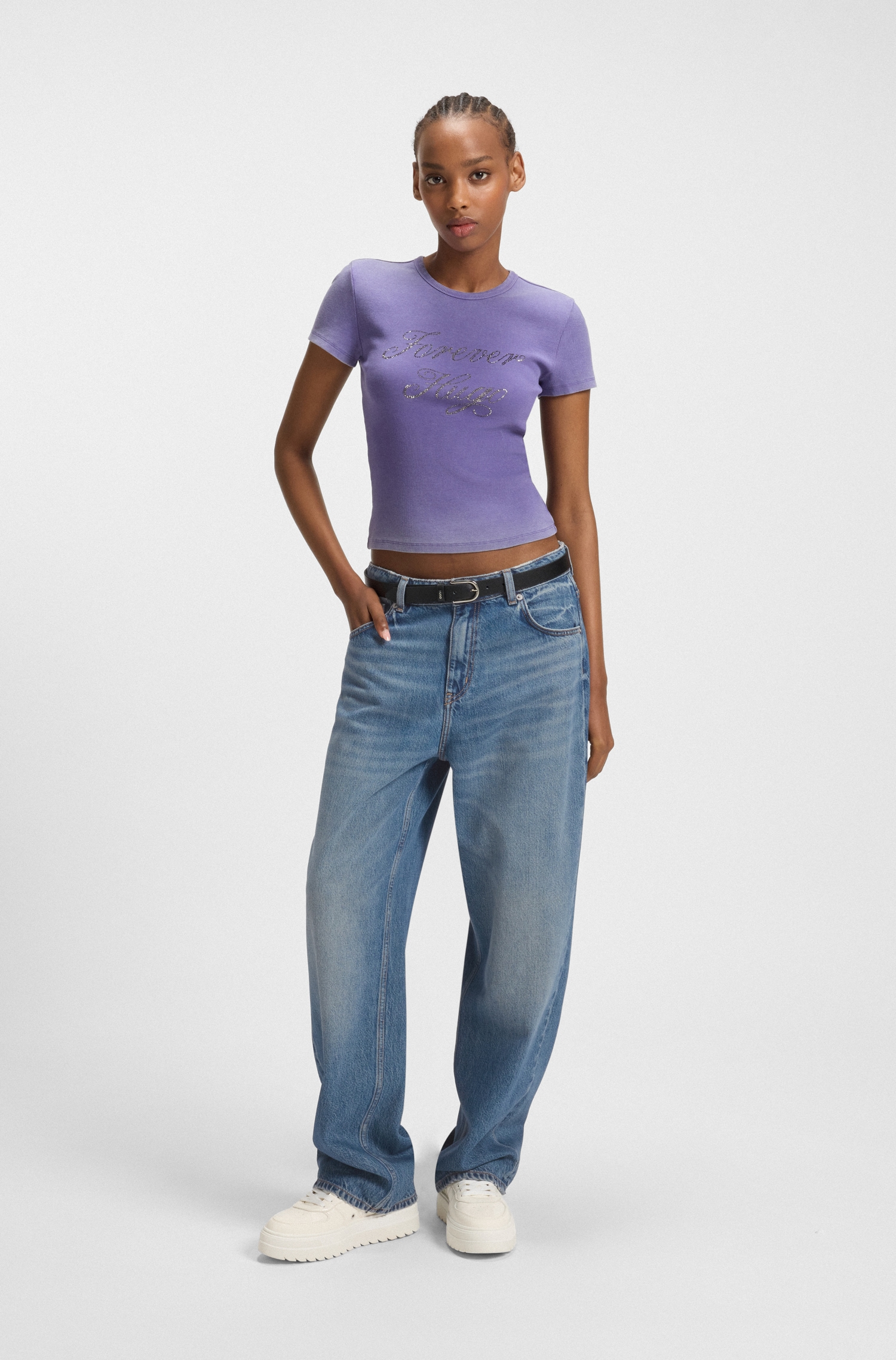 HUGO Blue 5-Pocket-Jeans »Leni«, Loose Fit Baggy Jeans Wide Leg Low to Mid Waist