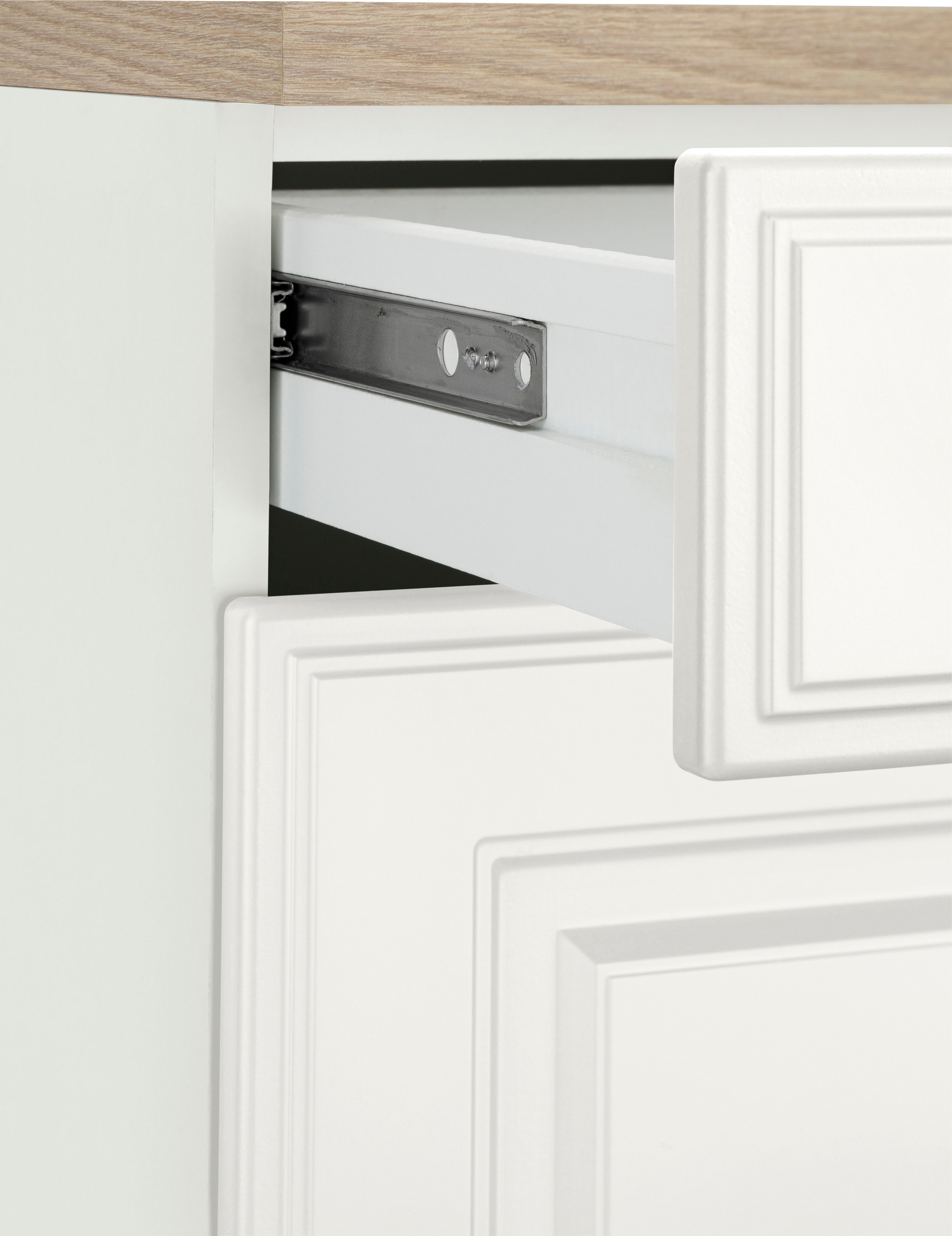 KOCHSTATION Küchenzeile »KS-Stockholm«, Breite 280 cm, mit hochwertigen MDF Fronten im Landhaus-Stil