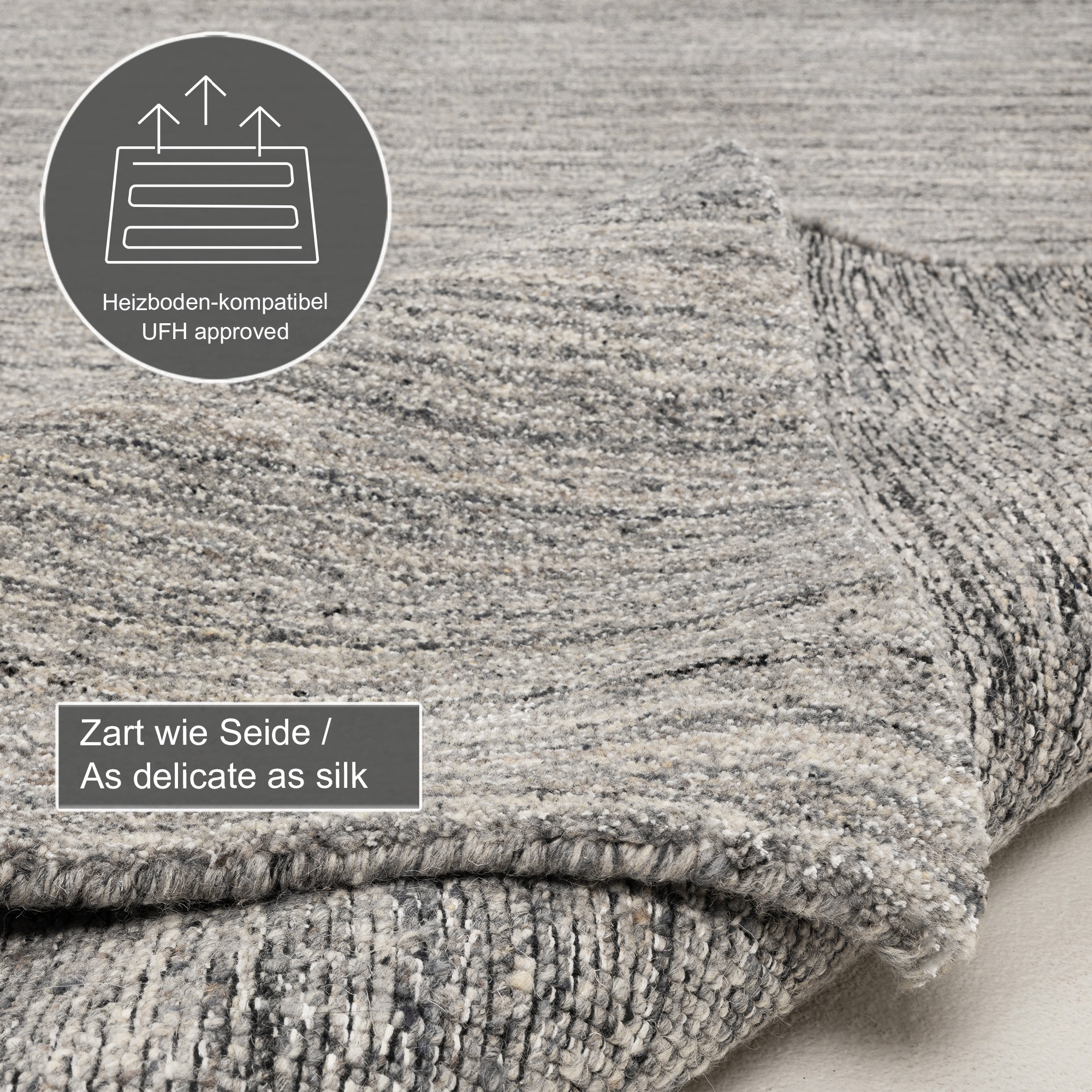 THEKO Teppich »San Diego« rechteckig 13 mm Höhe handgewebt, 60% Wolle, Knüpfoptik, meliert, leichter seidiger Glanz