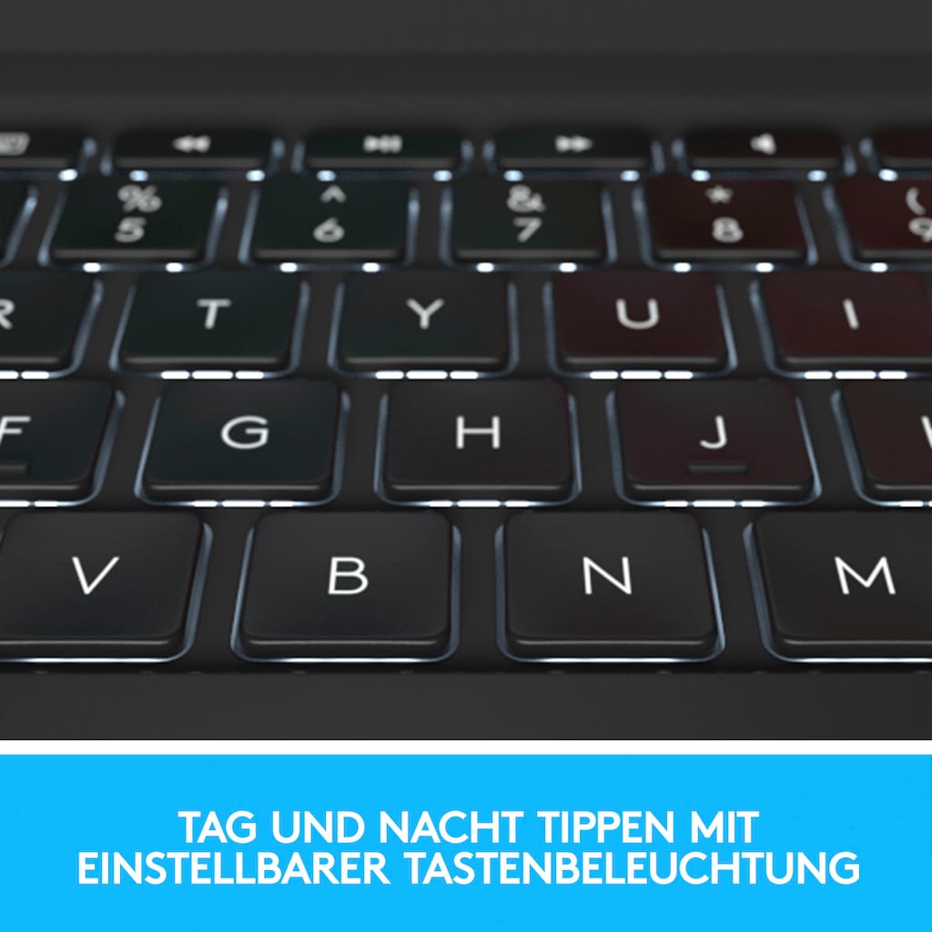Logitech Apple-Tastatur »Slim Folio Pro for iPad Pro 12.9-inch (3rd and 4th gen)«, (Schutzhülle-Magnetverschluss-iOS Sondertasten)