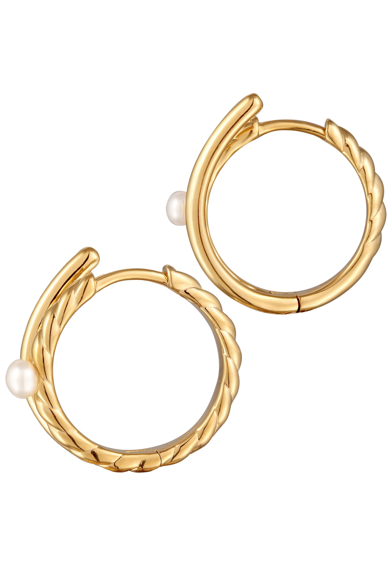 Elli Premium Paar Creolen »Ohrringe Creolen Kordellook Süßwasserperle 925 Silber«