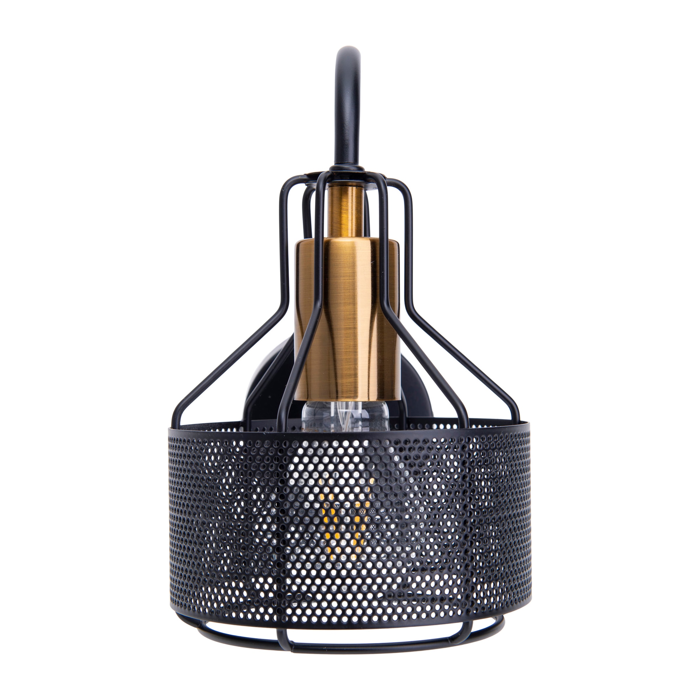 näve LED Wandstrahler »Foro« E27 1 Stk. 1er Wandspot, schwarz, Fassung golden, exkl. E27, aus Eisen, H: 23cm