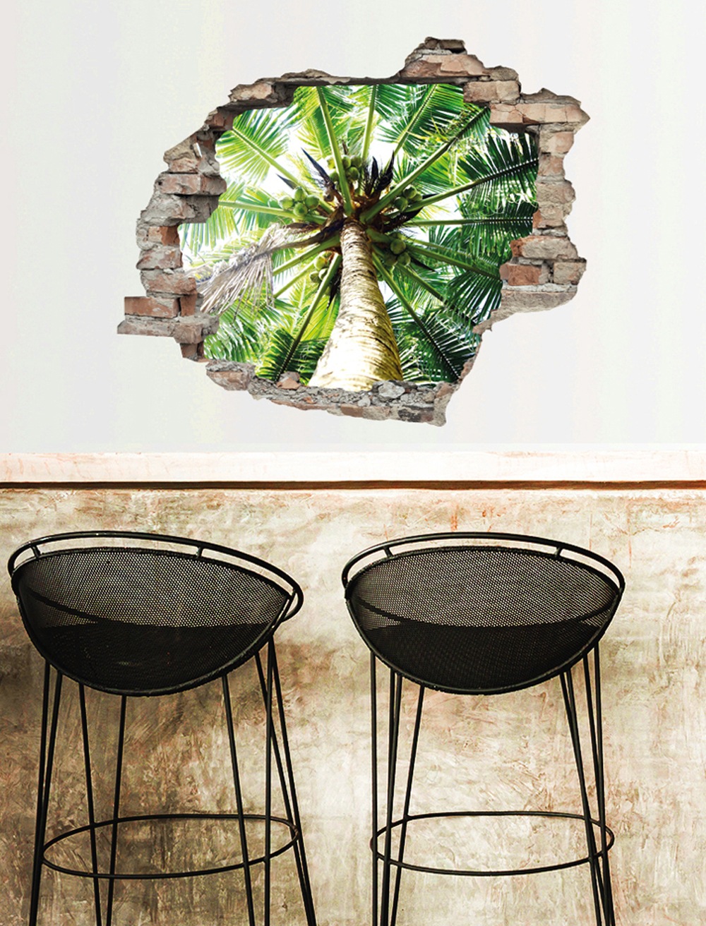 queence Wandtattoo »Palme«, (1 St.), Wandsticker, Wandbild, selbstklebend, 3D, Wanddurchbruch
