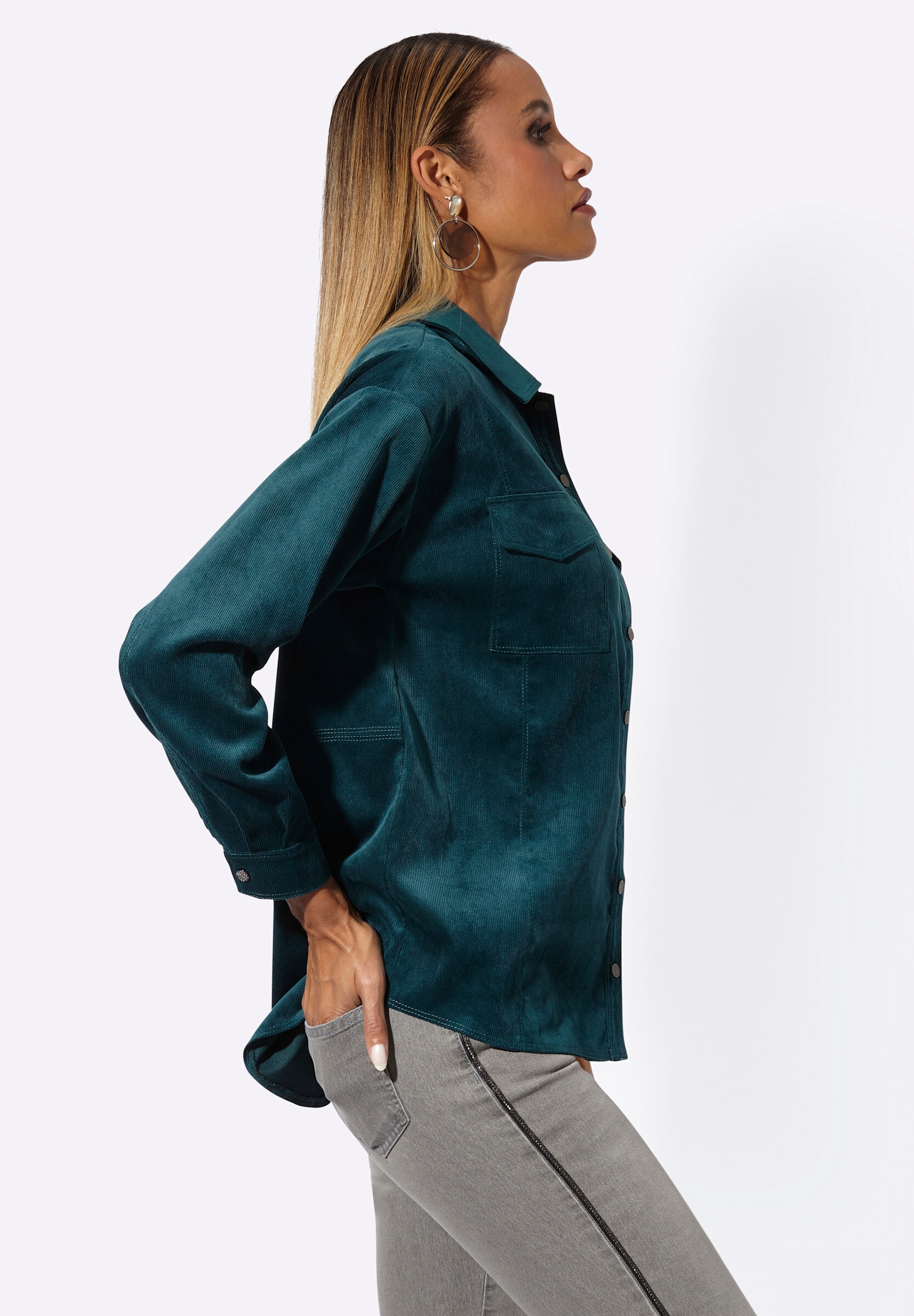 creation L Klassische Bluse »Cord-Bluse Hemdbluse«