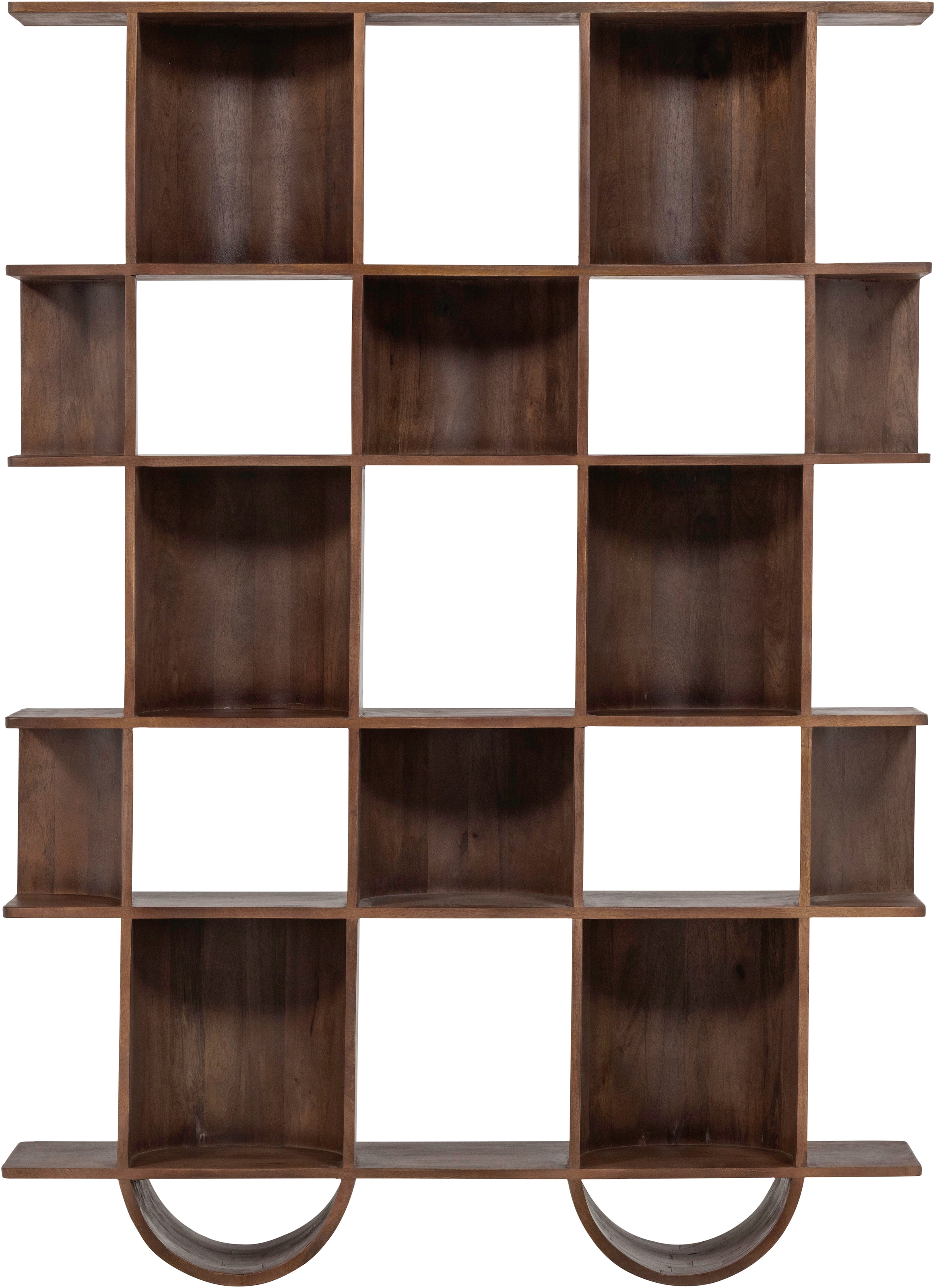 WOOOD Wandregal »Sinne mit Massivmangoholz und abgerundeten Fächern 130 x 35 x 180 cm« Abgerundete Beine, Tragkraft 36 kg, einfach zu montieren