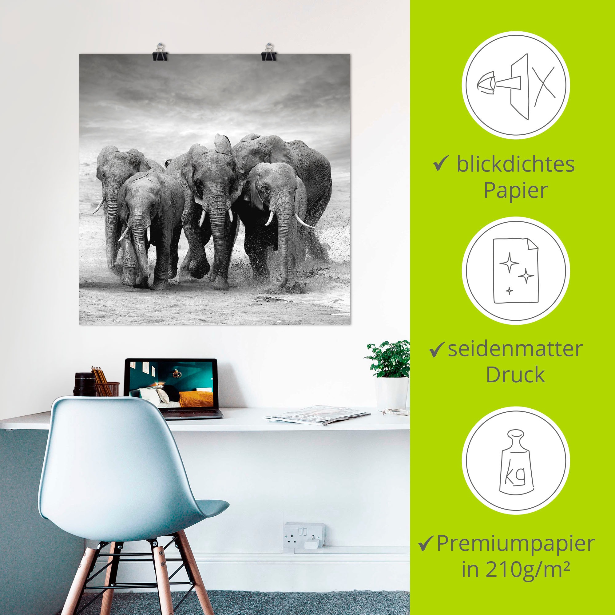 Artland Wandbild »Elefanten«, Wildtiere, (1 St.), als Leinwandbild, Poster, Wandaufkleber in verschied. Größen