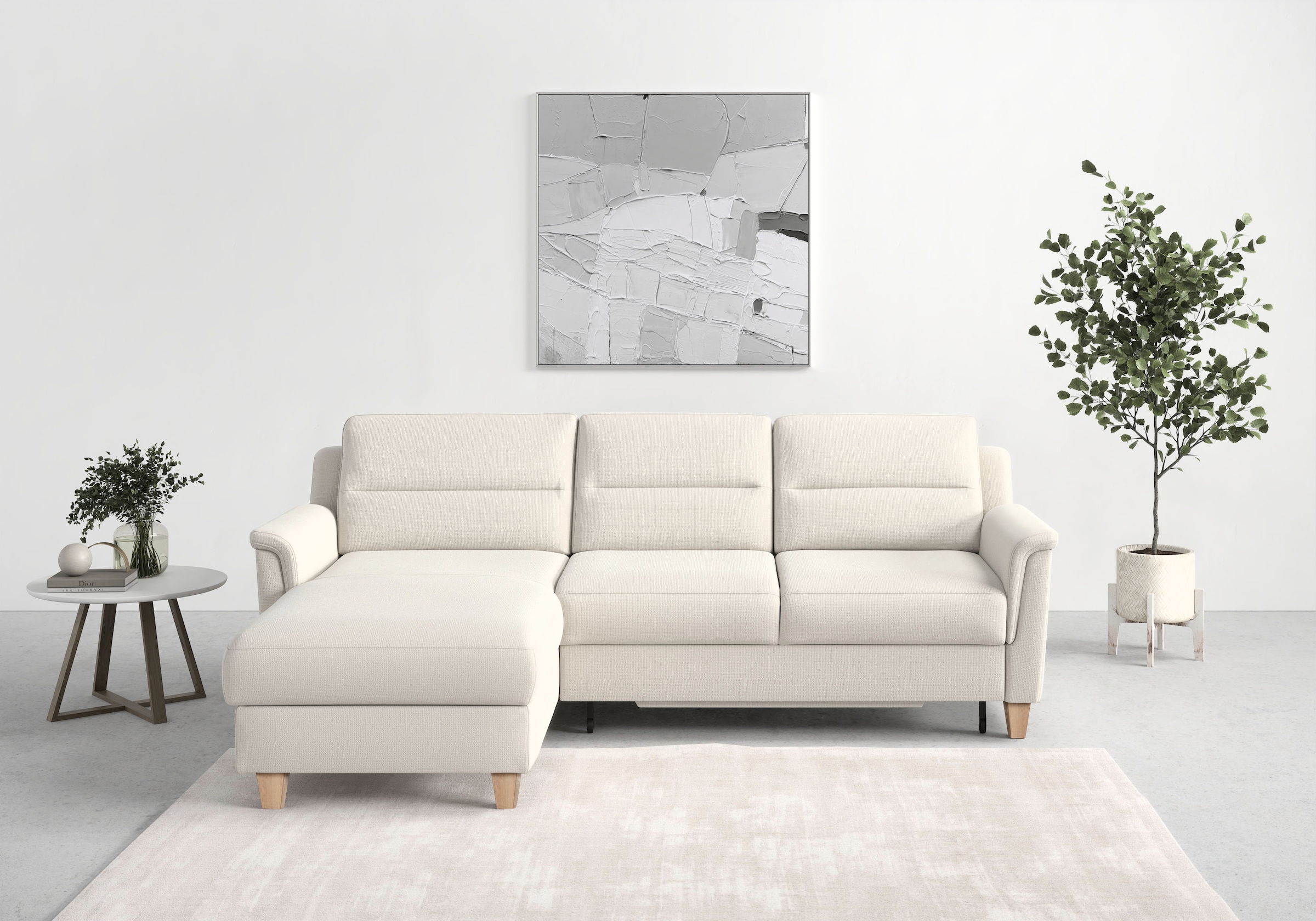 sit&more Ecksofa »Farö L-Form«, inklusive Federkern, wahlweise mit Bettfunktion und Bettkasten