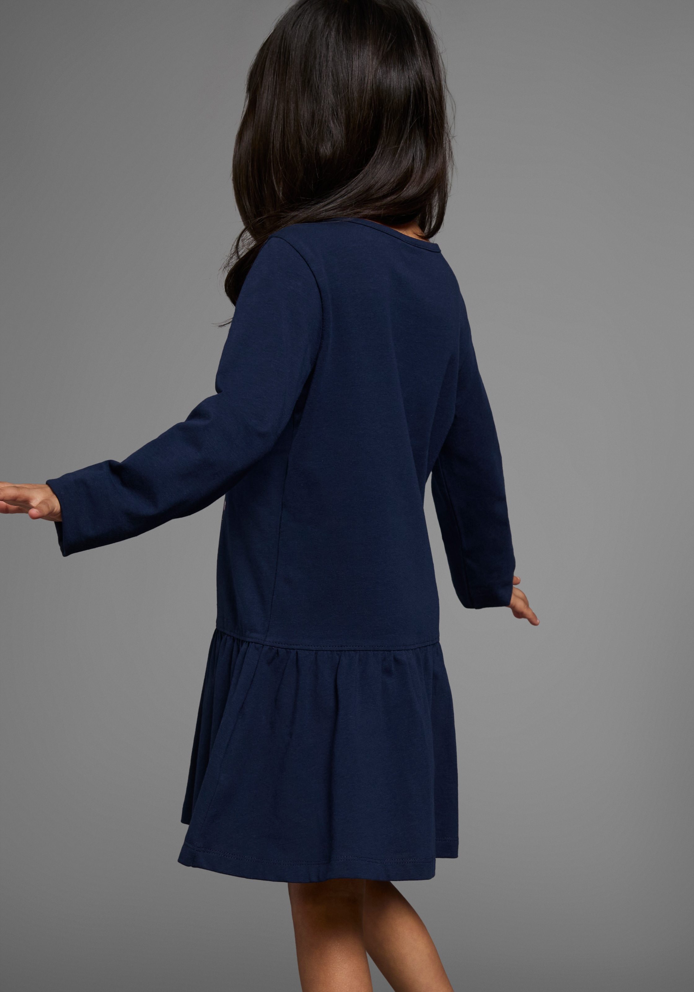 KIDSWORLD Jerseykleid »HAPPY GLITZER TAG«, kniefreie Länge, verspielter Look, aus Baumwollmischung