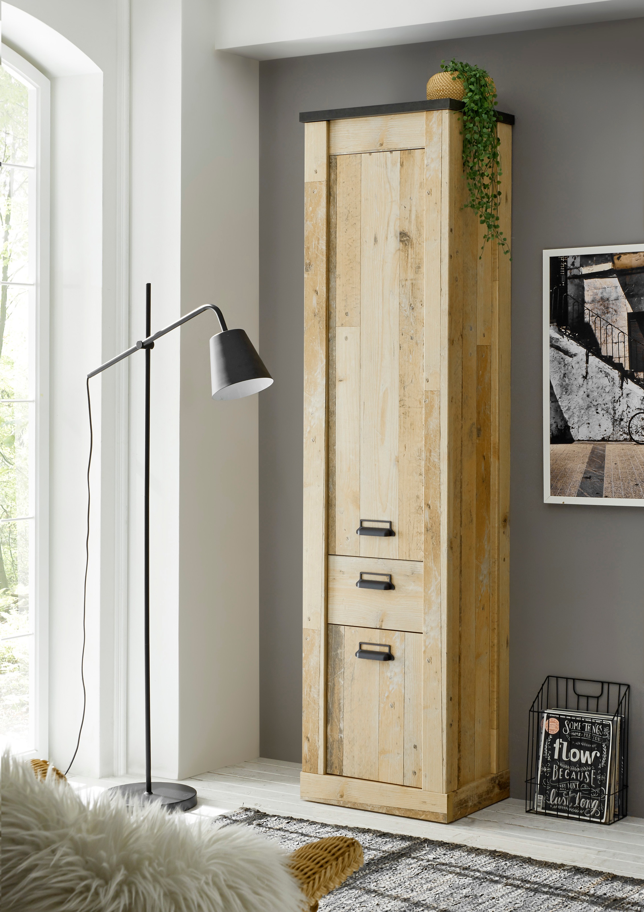 Home affaire Badmöbel-Set »SHERWOOD, Bad im modernen Design, 3-teiliges Badezimmer«, (3 St.), in 2 Farben verfügbar, Scheunentorbeschlag & Apothekergriff aus Metall