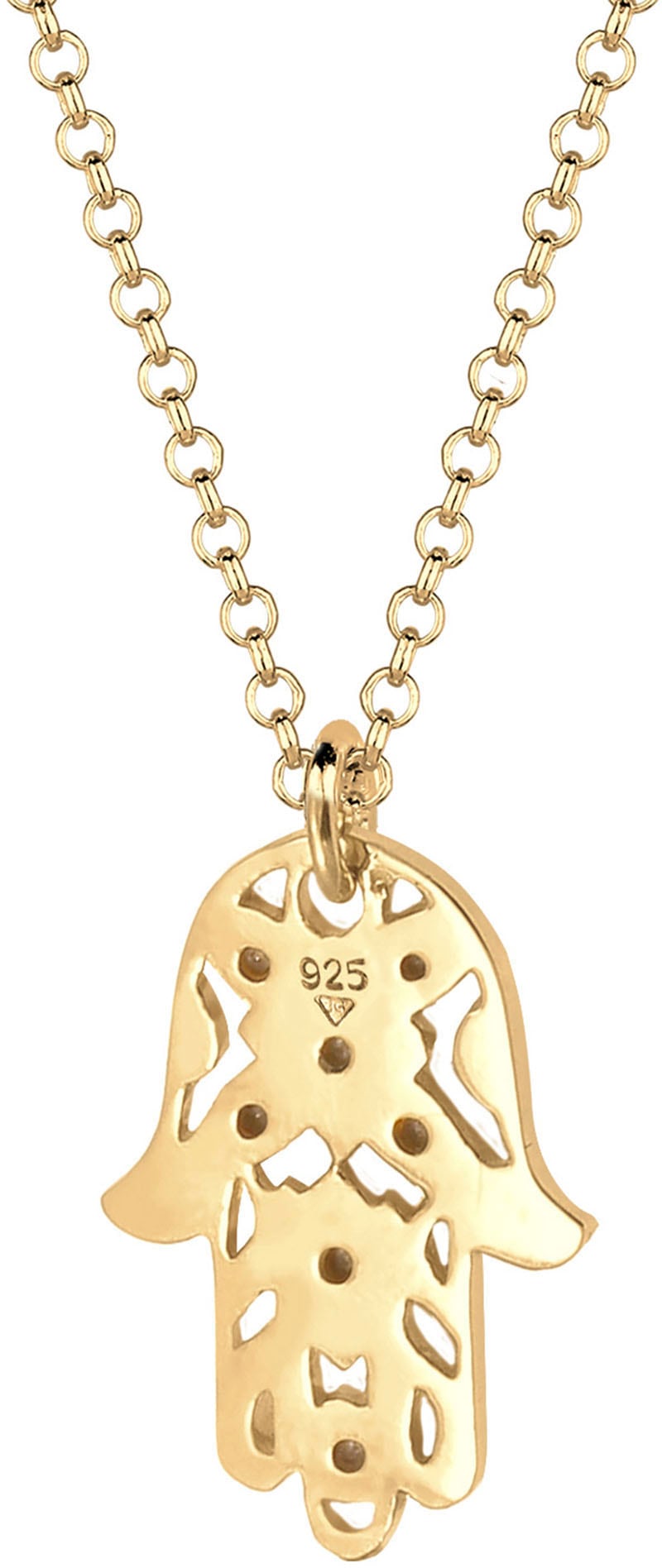 Elli Kette mit Anhänger »Hamsa Hand Schmuck Geschenk, 0105221613, 0105991613«, mit Glasstein