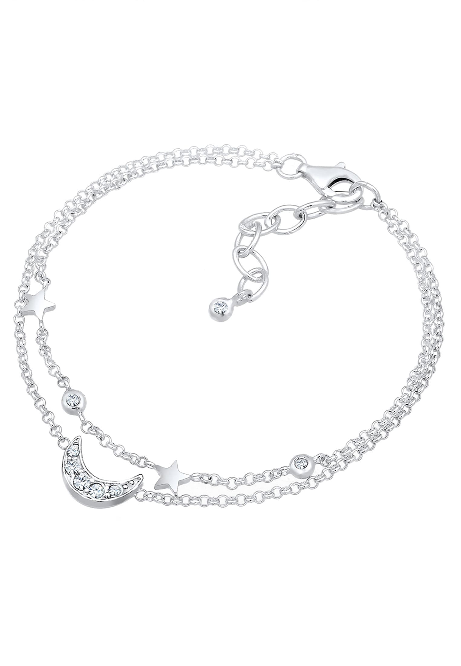 Elli Armkette »Armband Halbmond Sterne Galaxy Kristalle 925 Sterling Silber«