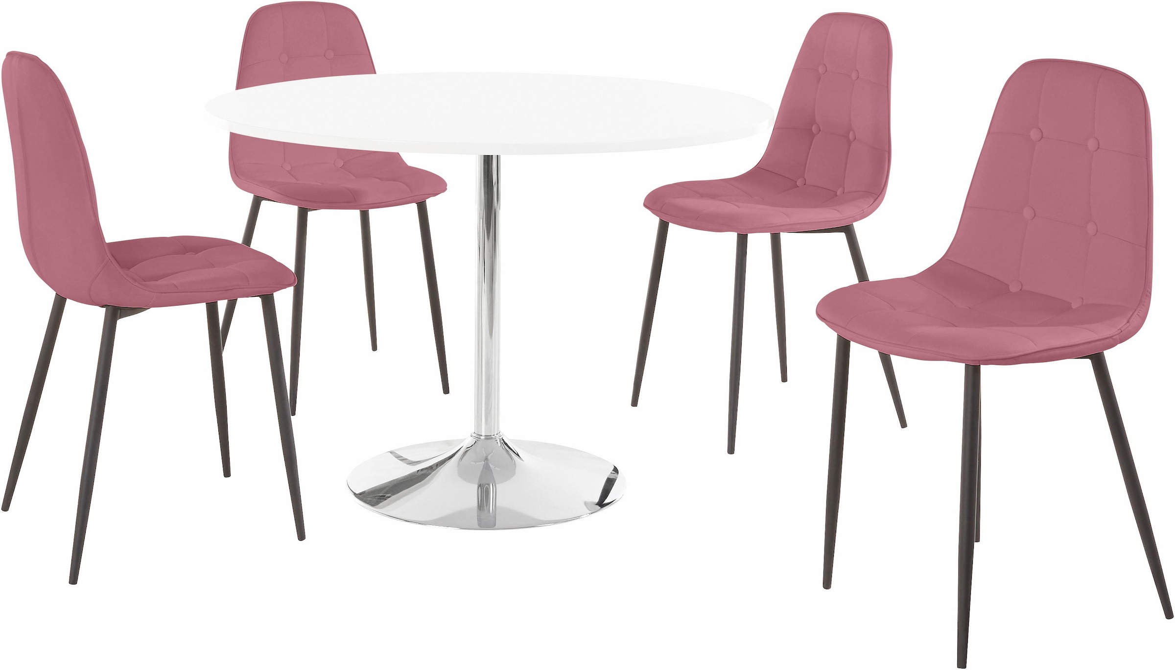 INOSIGN Essgruppe, (Set, 5 tlg.), mit rundem Tisch in weiß Hochglanz