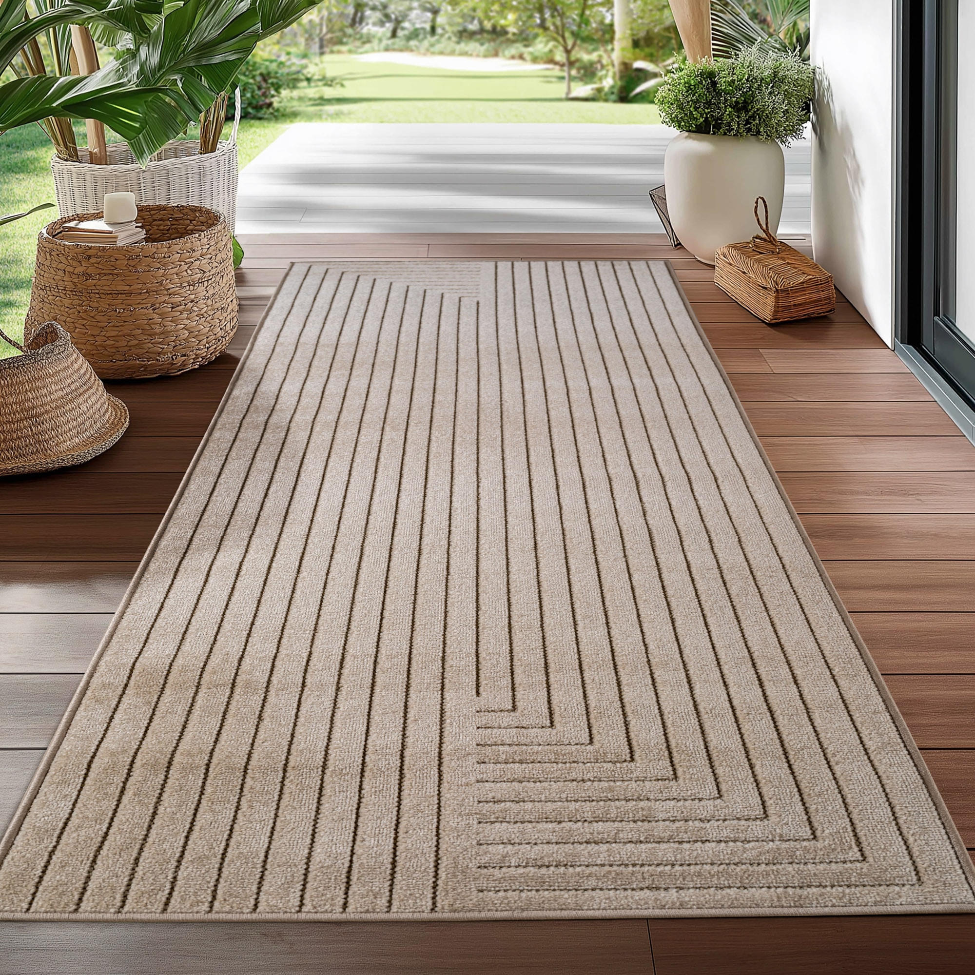 Ayyildiz Teppiche Outdoorteppich »NOVA 1202« rechteckig 5 mm Höhe Läufer, In und Outdoor, Hoch Tief Effekt, Wohnzimmer, Aussenbereich