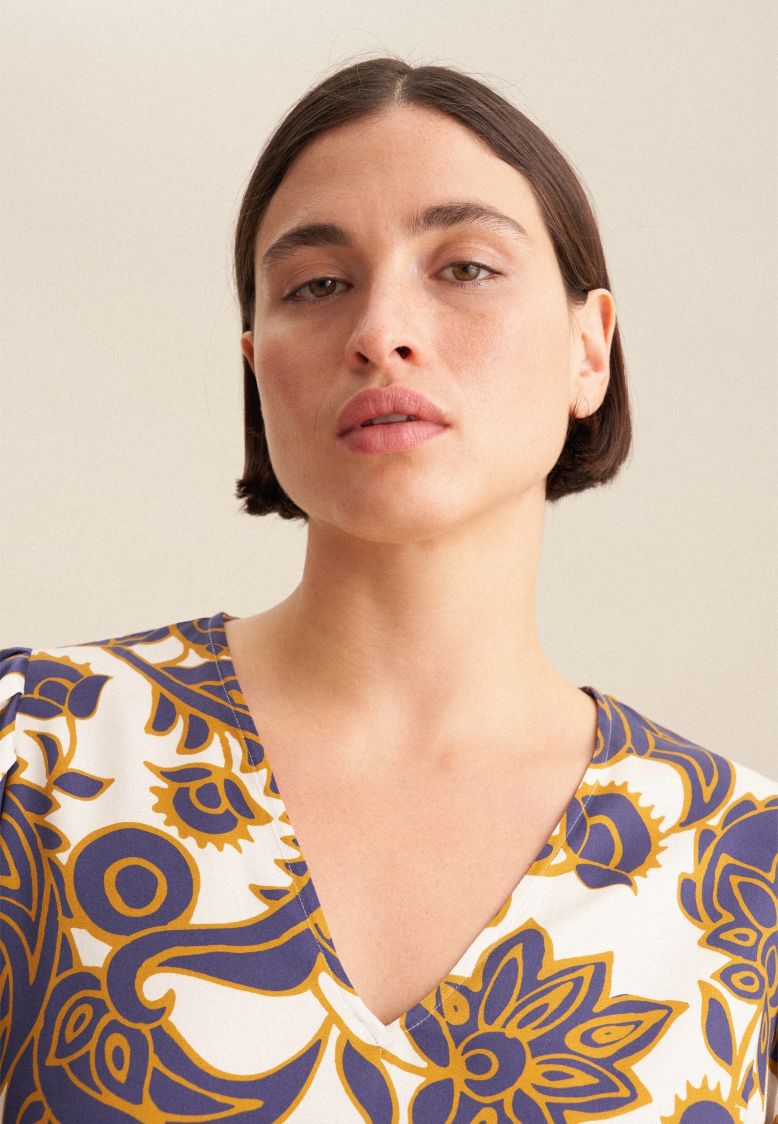 seidensticker Shirtbluse »Schwarze Rose«, 3/4-Arm V-Neck Paisley