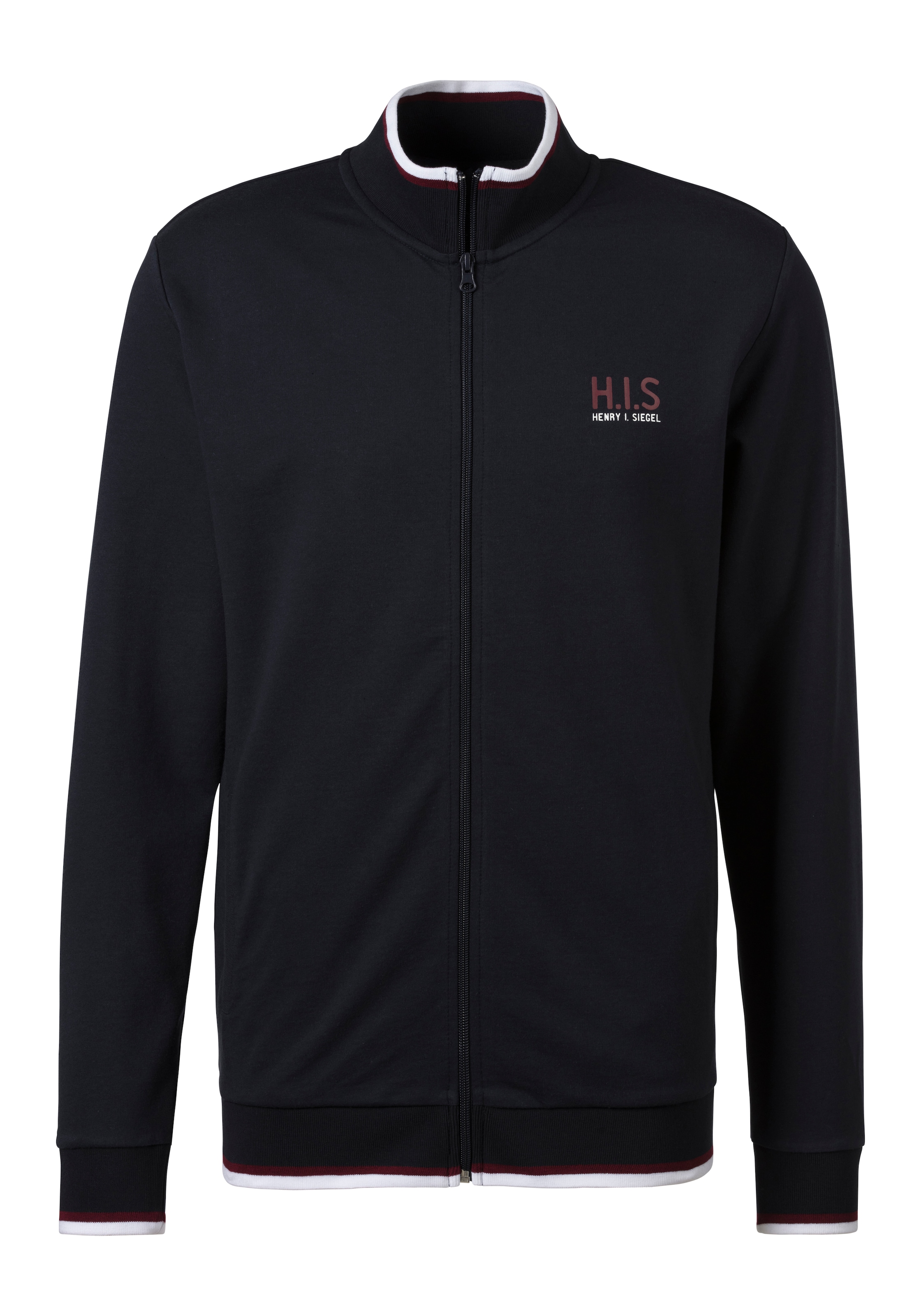 H.I.S Sweatjacke, Stehkragen mit Streifen