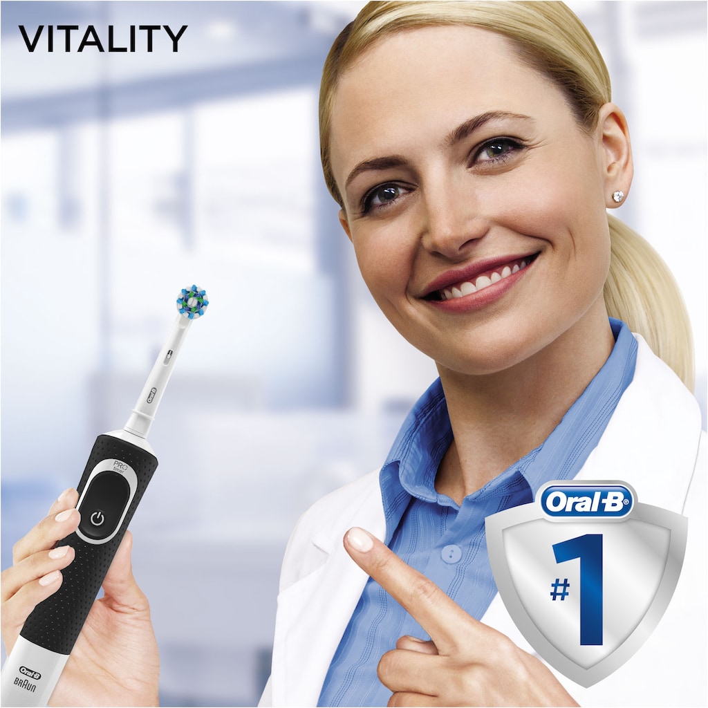 Oral-B Elektrische Zahnbürste »Vitality 100 CrossAction Schwarz«, 1 St. Aufsteckbürsten