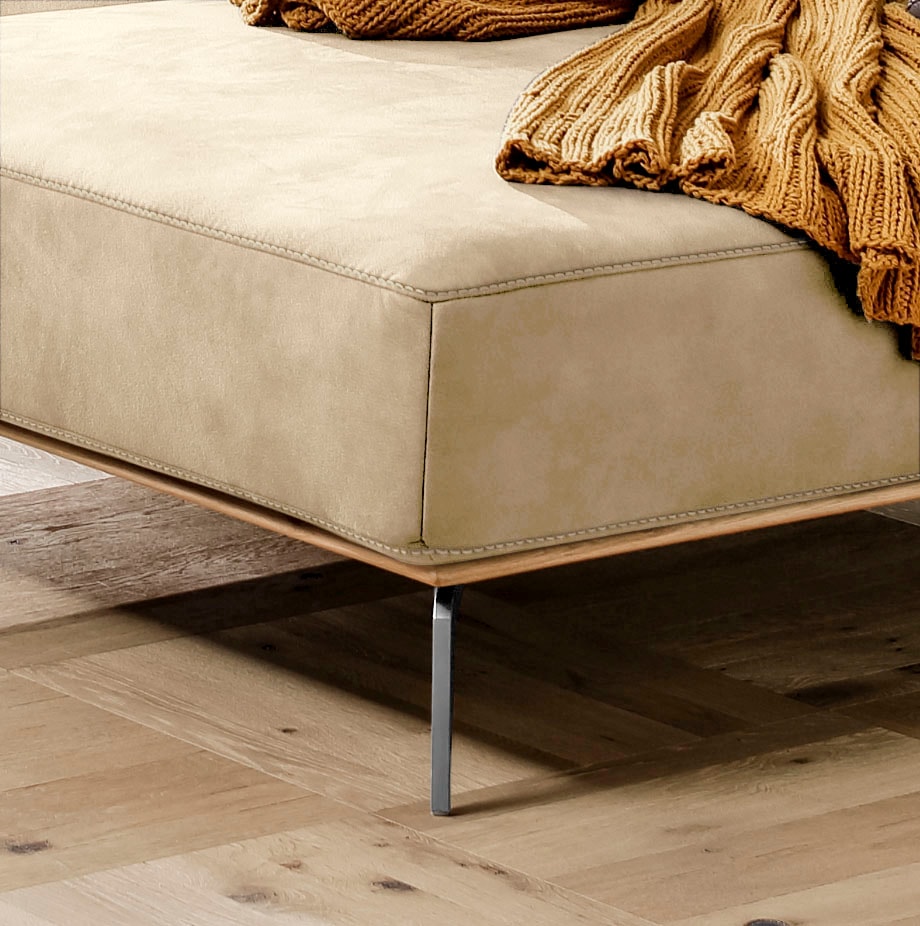 W.SCHILLIG Ecksofa »run, Designsofa mit tollem Sitzkomfort, bequem, L-Form« mit elegantem Holzsockel, Füße in Chrom glänzend, Breite 319 cm