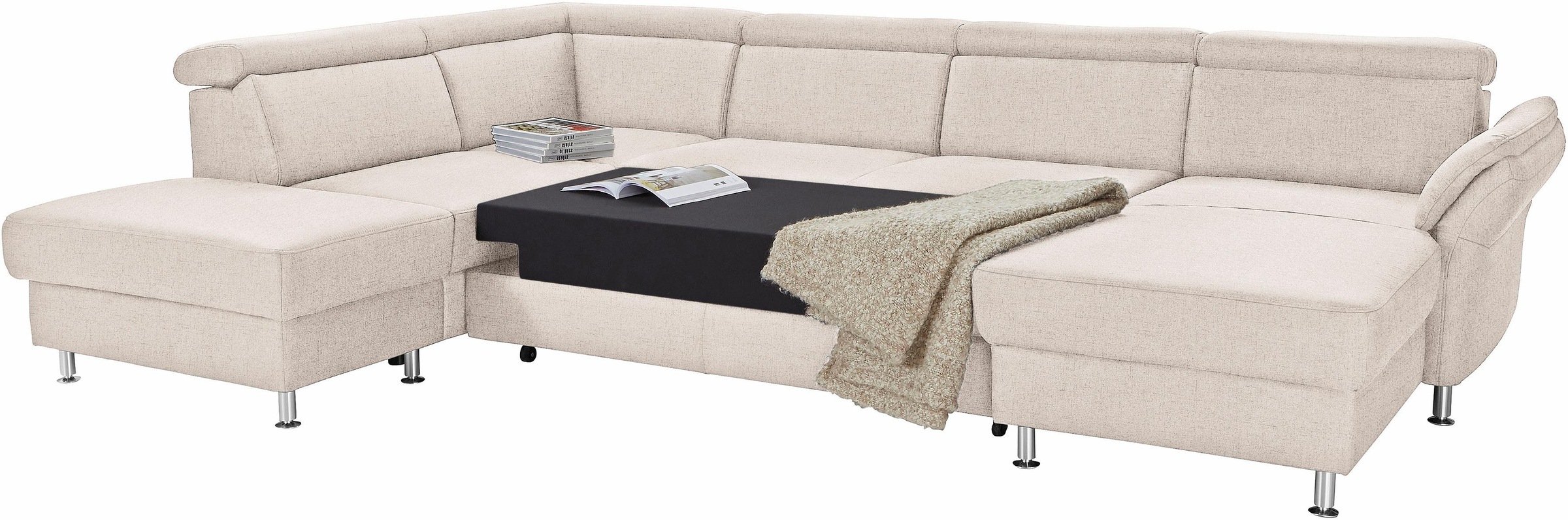 sit&more Wohnlandschaft »Avignon U-Form«, wahlweise mit Bettfunktion und Stauraum, inklusive Kopfteilverstellung