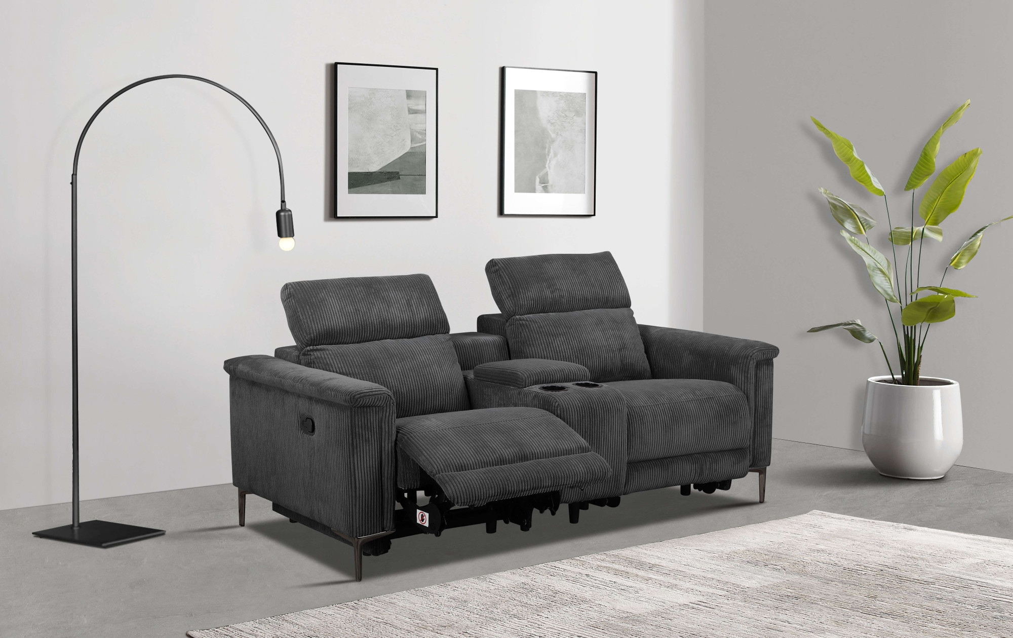 Places of Style 2-Sitzer »Lund in Cord, 2er-Kinosofa, TV-Sessel, Multimedia-Sofa, USB-A,«, m. elektrischer o. manueller Relaxfunktion, Getränkehalter u. Staufach