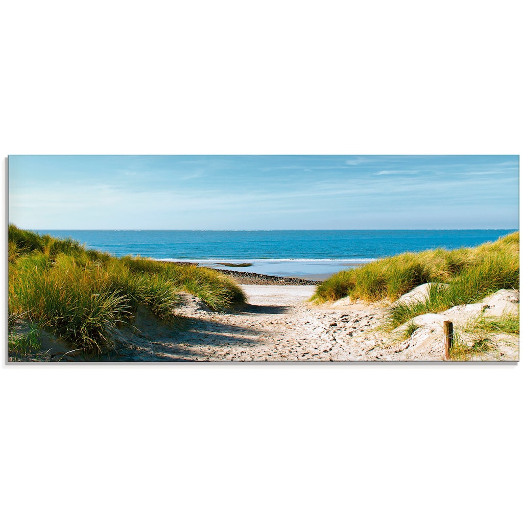 Artland Glasbild »Strand mit Sanddünen und Weg zur See«, Strand, (1 St.)