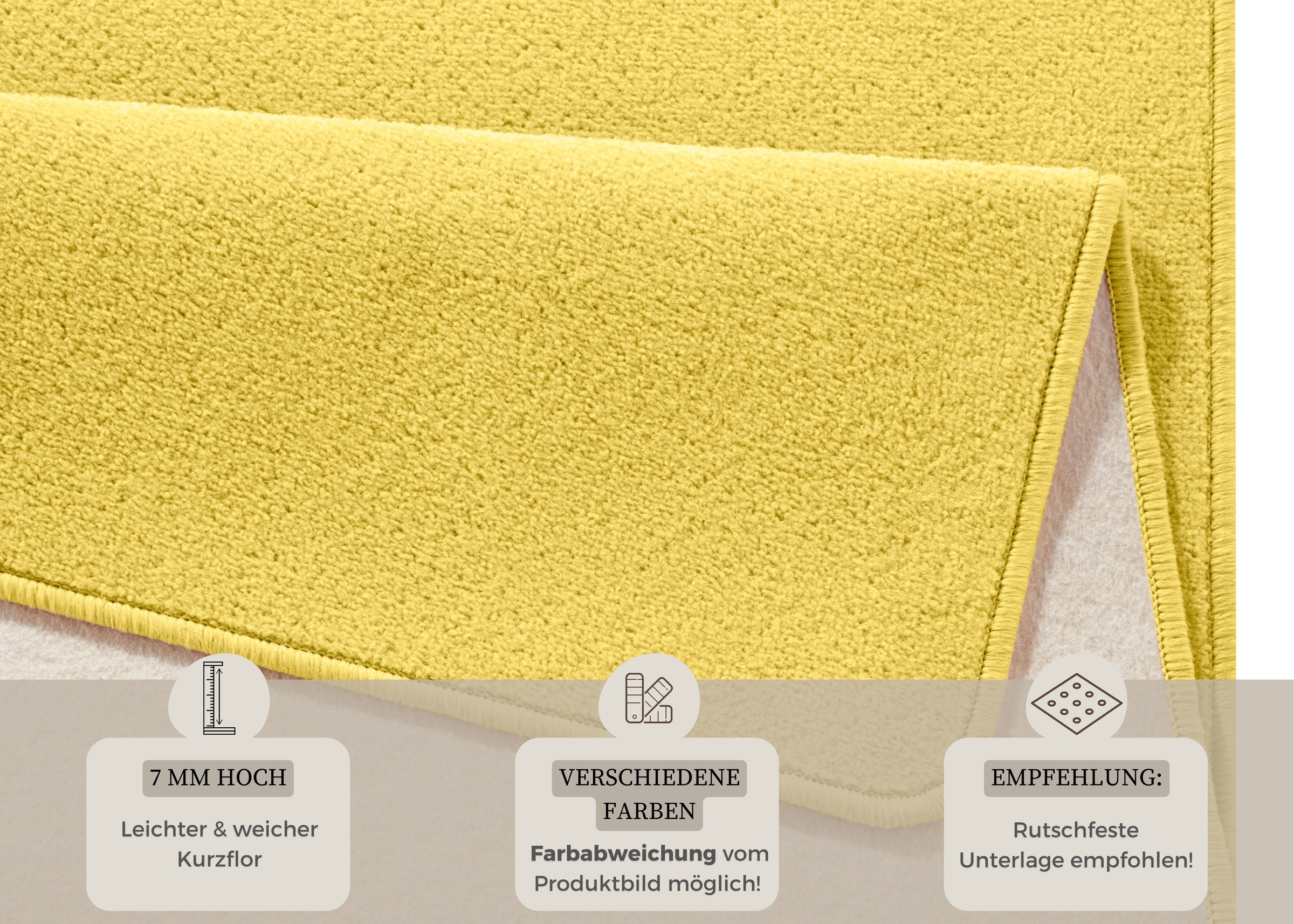 HANSE Home Teppich »Fancy«, rechteckig, 7 mm Höhe, Kurzflor, Läufer, uni, gekettelt, Wohnzimmer, Schlafzimmer, Esszimmer