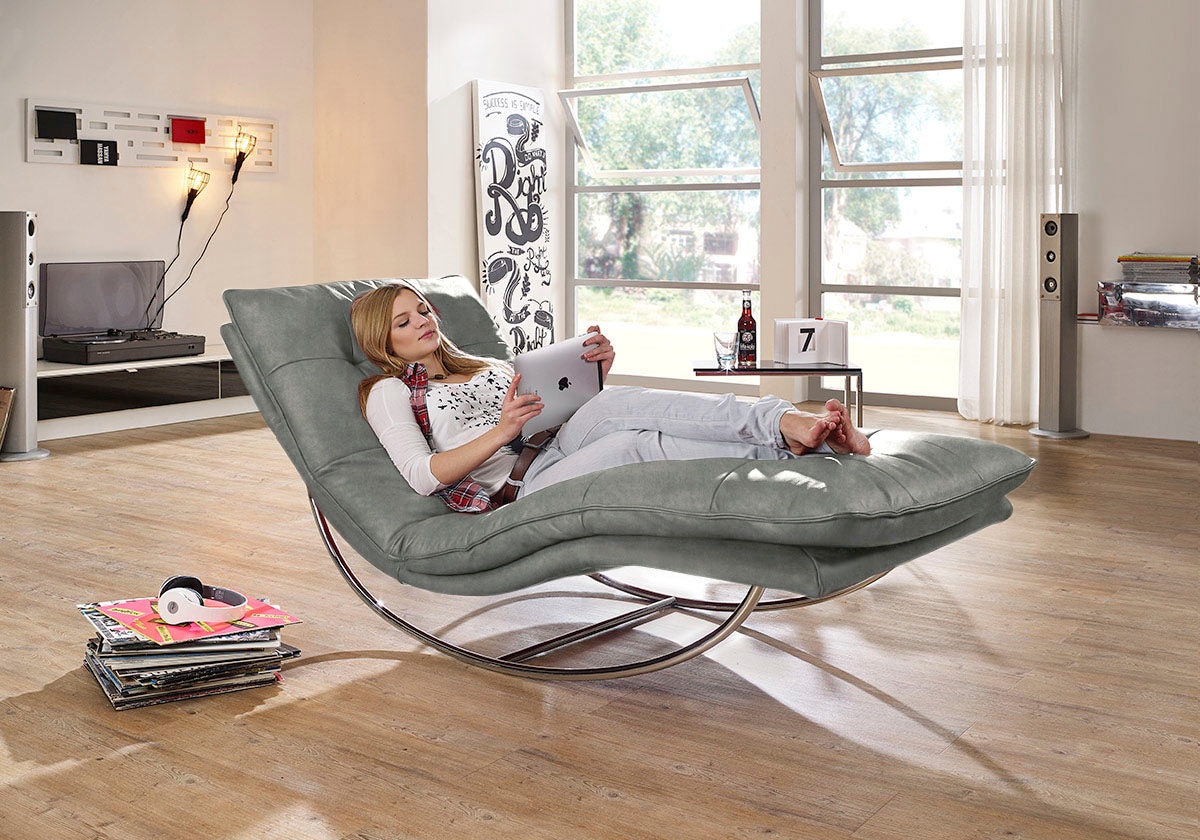 W.SCHILLIG Relaxliege »daily dreams« in Waffelkissen-Optik, Schaukelgestell Chrom glänzend, in 2 Breiten