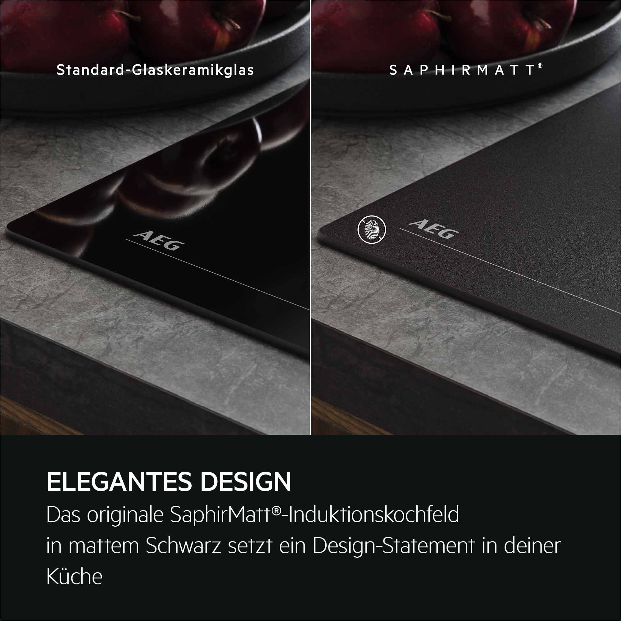 AEG Backofen-Set »HH24BSISML« mit 1-fach-Teleskopauszug Aqua Clean Autarker Backofen & Induktionskochfeld: SaphirMatt 4× kratzresistenter