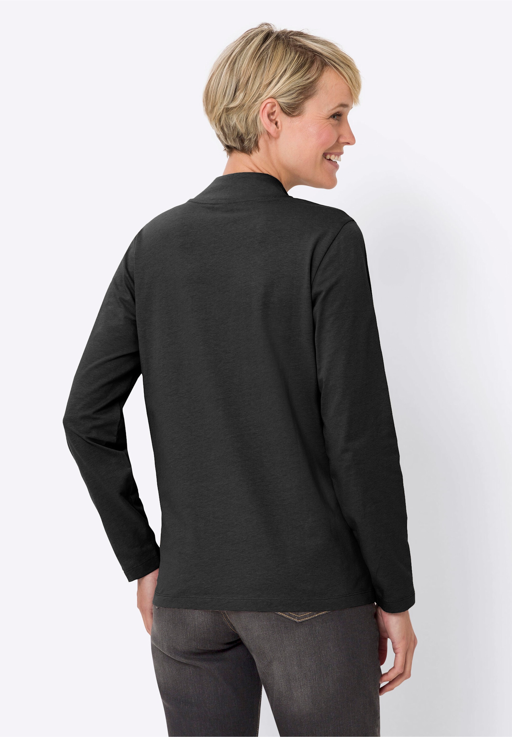 Sieh an! T-Shirt »Shirt Stehkragenshirt mit Schmuckknöpfen«
