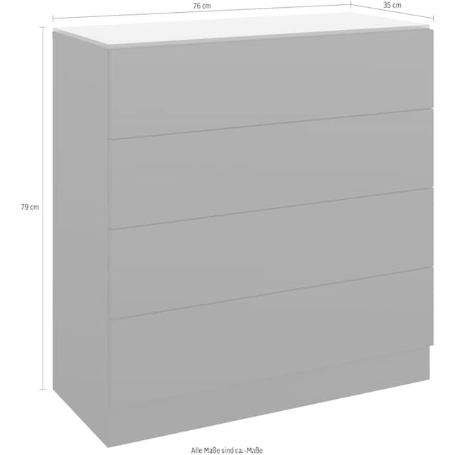 borchardt Möbel Schubkastenkommode »Vaasa«, Breite 76 cm, Glasoberboden auf  Rechnung bestellen