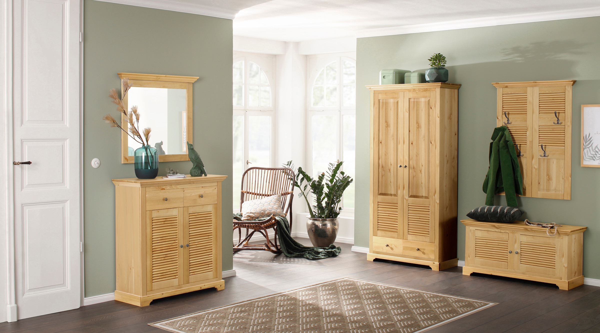 Home affaire Garderobenpaneel »Ayanna« Breite 84 cm, mit 4 Doppelhaken, aus massiver Kiefer, FSC®