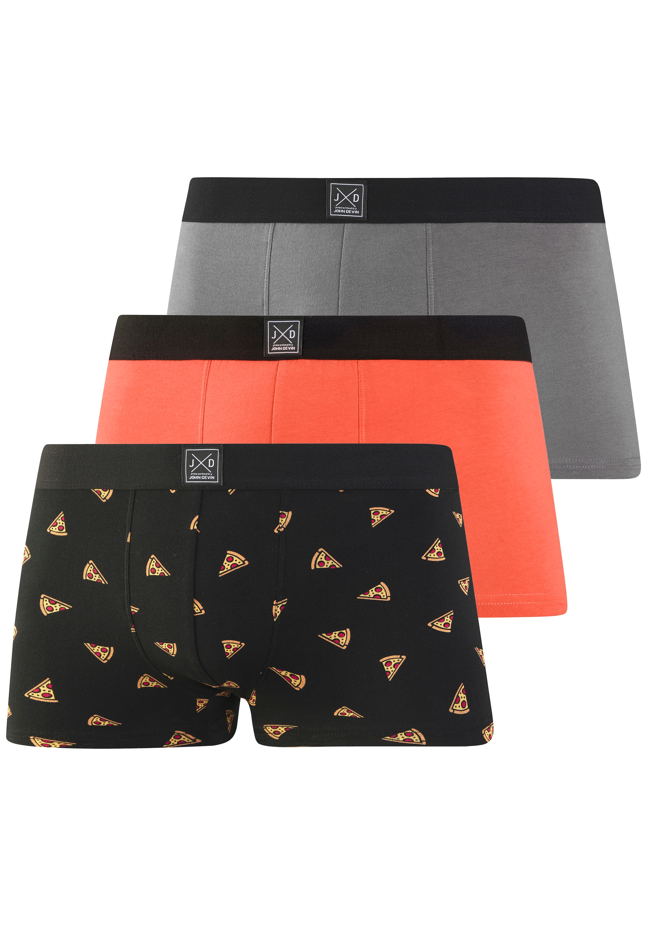 John Devin Boxer »Boxershorts für Herren« Packung, 3 Stk. aus weichem Jersey-Material, 3er-Pack, teils lustig bedruckt