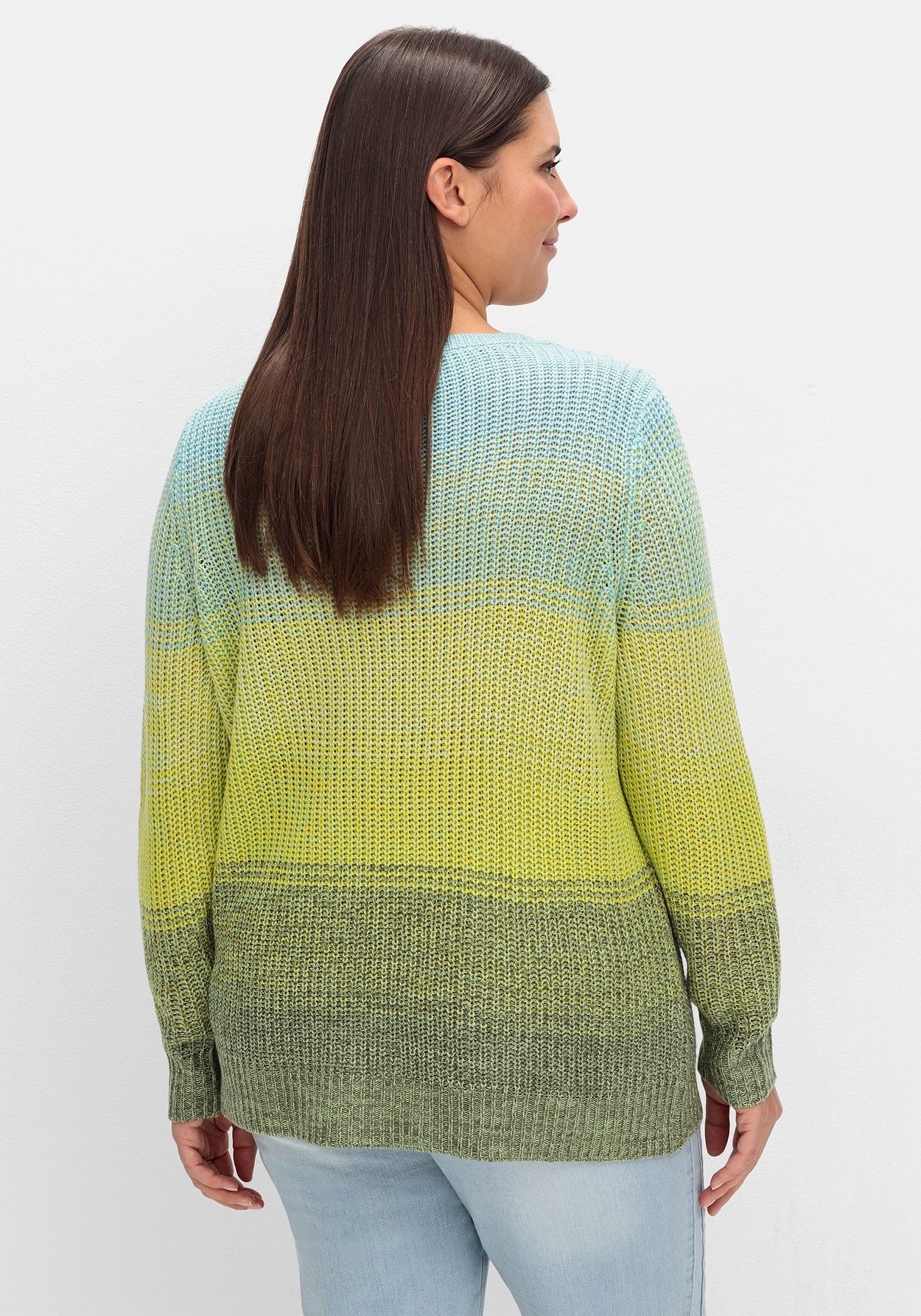 Sheego Rundhalspullover »Rippstrickpullover mit Farbverlauf«