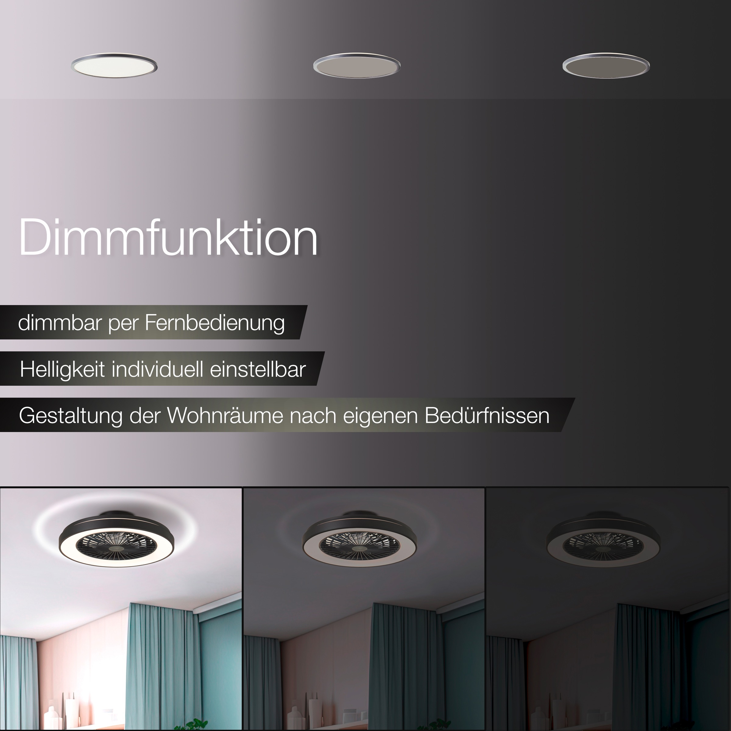 Brilliant LED Deckenleuchte »Mazzaro Deckenventilator« 1 Stk. warmweiß - kaltweiß Deckenlampe, Ventilator, 48,5 cm, digitales RGB, CCT, dimmbar