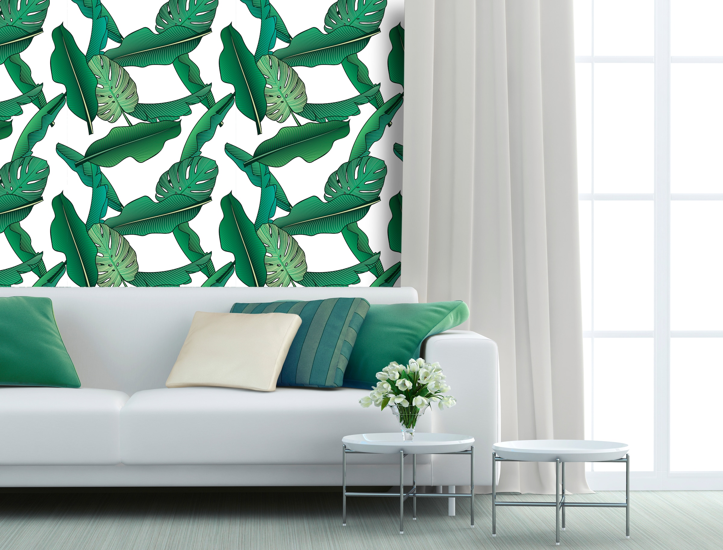 queence Vinyltapete »Elaine«, bedruckt-Motiv-botanisch-floral-gemustert-natürlich, 90x250cm, selbstklebend, kinderleichte Anbringung, Sticker