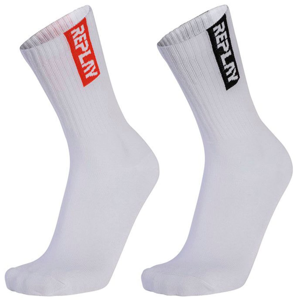 Replay Tennissocken »TENNIS half terry Leg Stripe&Logo 2Prs Banderole«