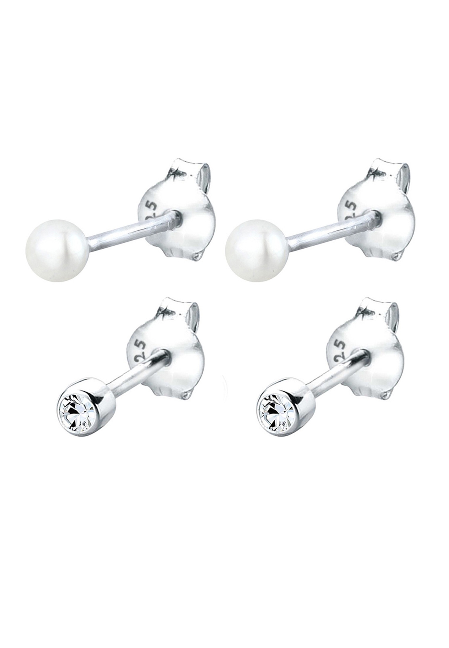 Elli Perlenohrringe »Ohrringe Set Basic Perle Kristalle 925 Silber«