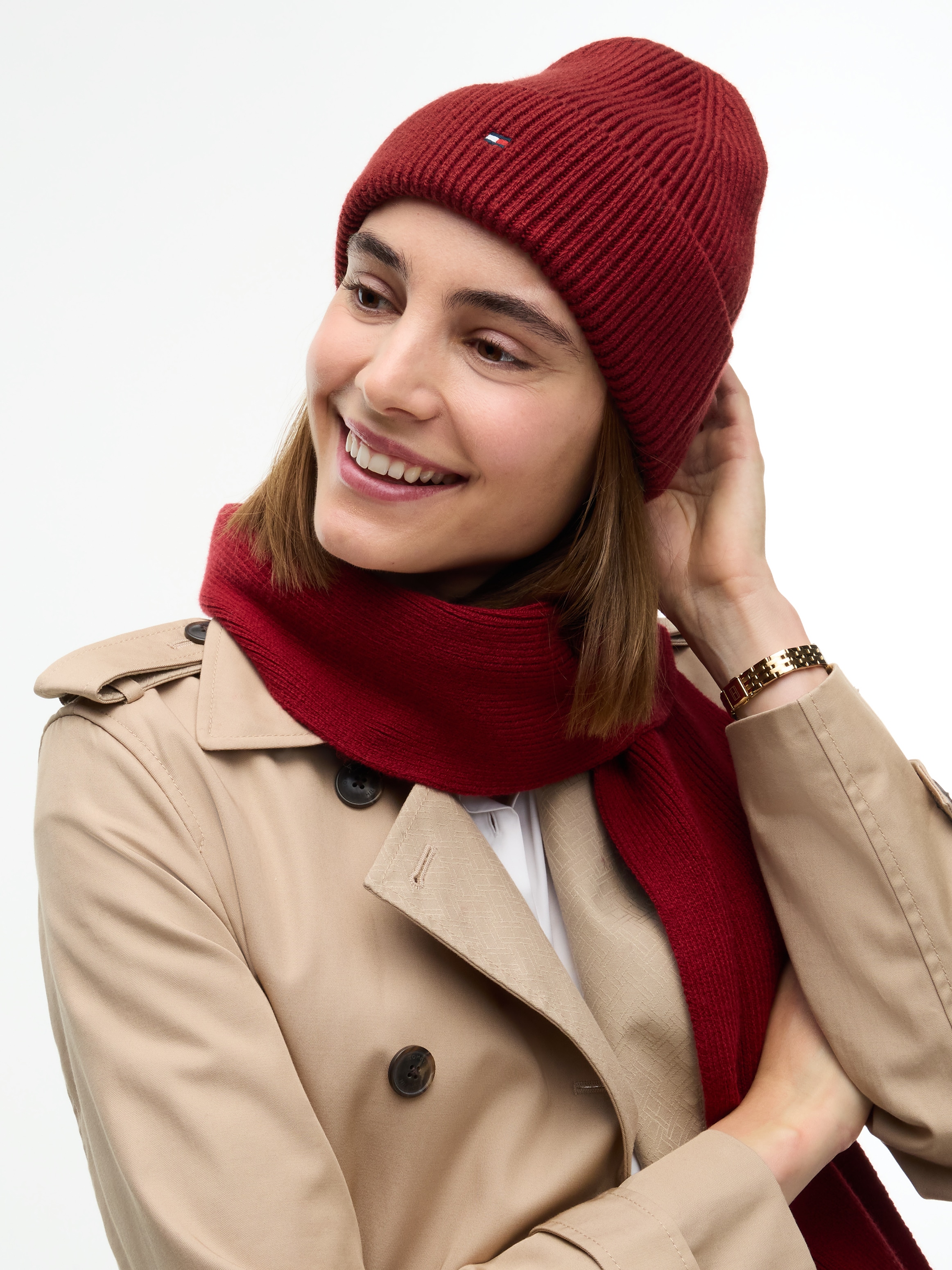 Tommy Hilfiger Beanie »TH FLAG KNIT« mit Wolle und Stickerei