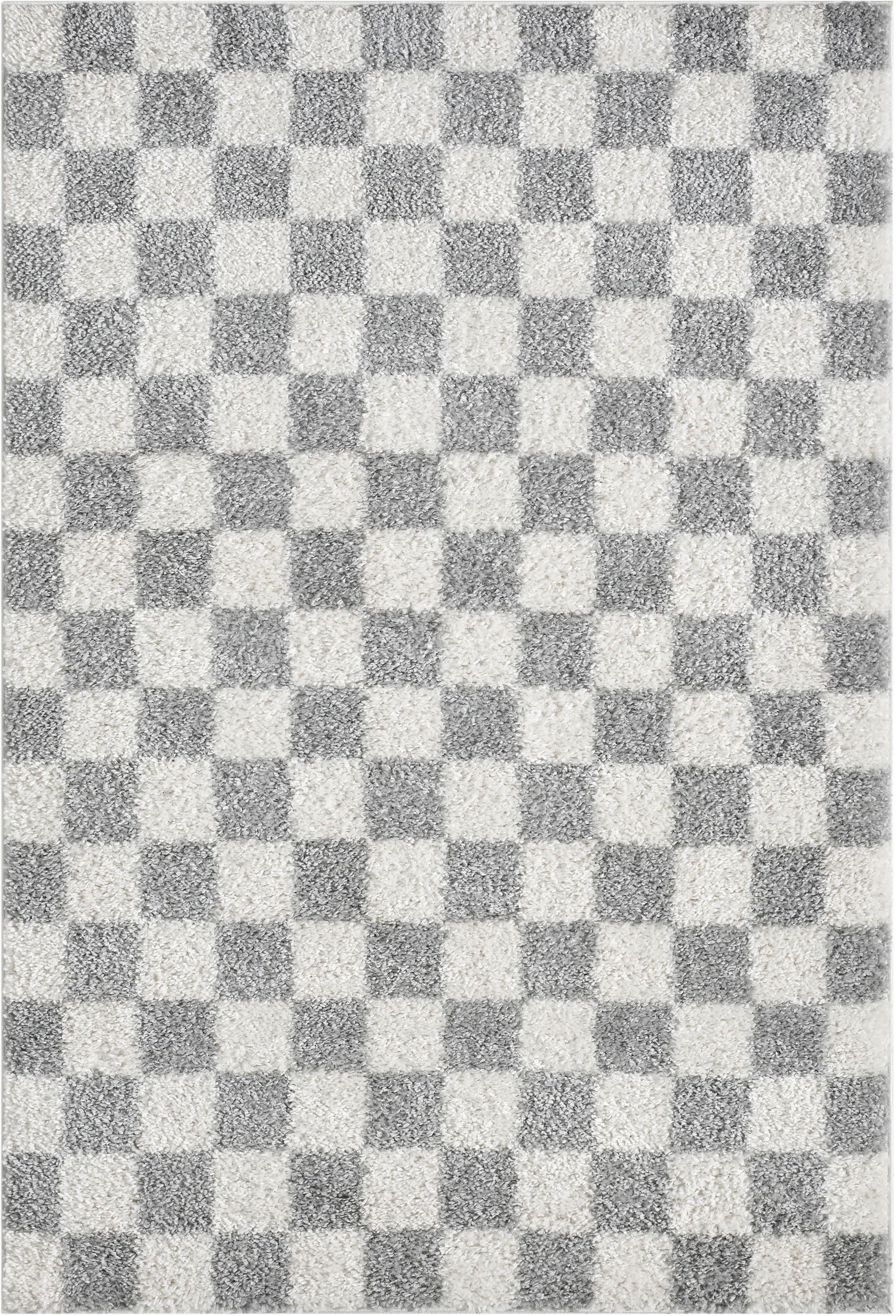 OTTO home Hochflor-Teppich »Kiiki, Karo-Muster« rechteckig 30 mm Höhe Kariert, auffälliges Schachbrettmuster, Wohnzimmer, Schlafzimmer