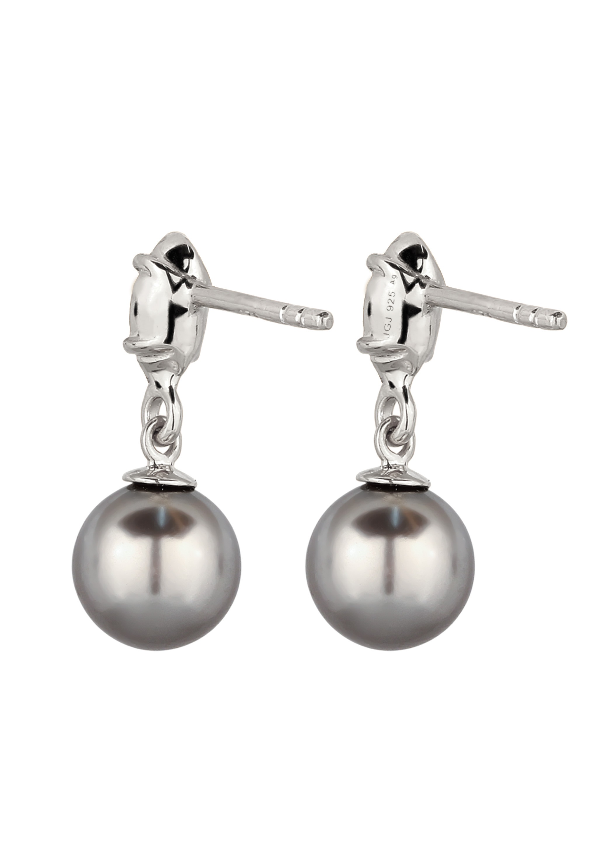 Elli Paar Ohrstecker »Ohrringe Ohrstecker Kristall Schwarz Synthetische Perle Grau 925 Sterling Silber«