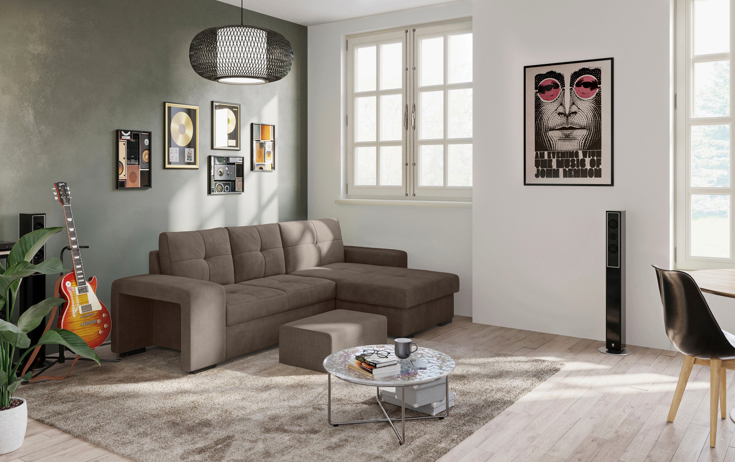 COTTA Ecksofa »Mattina L-Form«, mit Hocker, wahlweise mit Bettfunktion & Bettkasten
