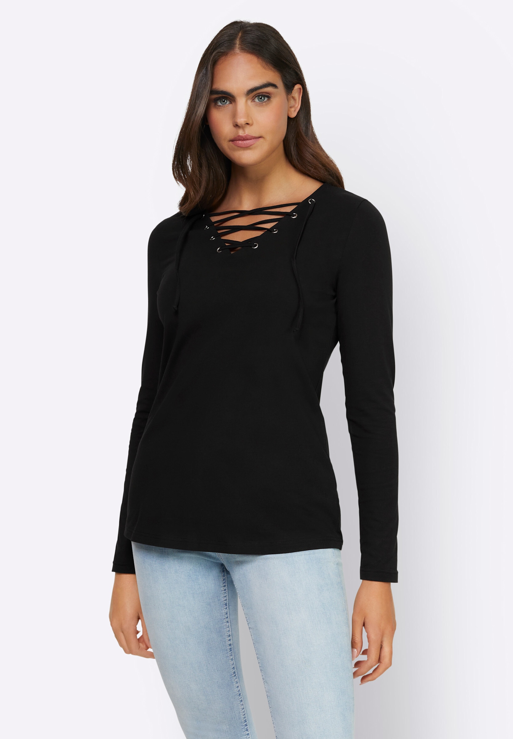 heine T-Shirt »Shirt Langarmshirt mit Schnürung«