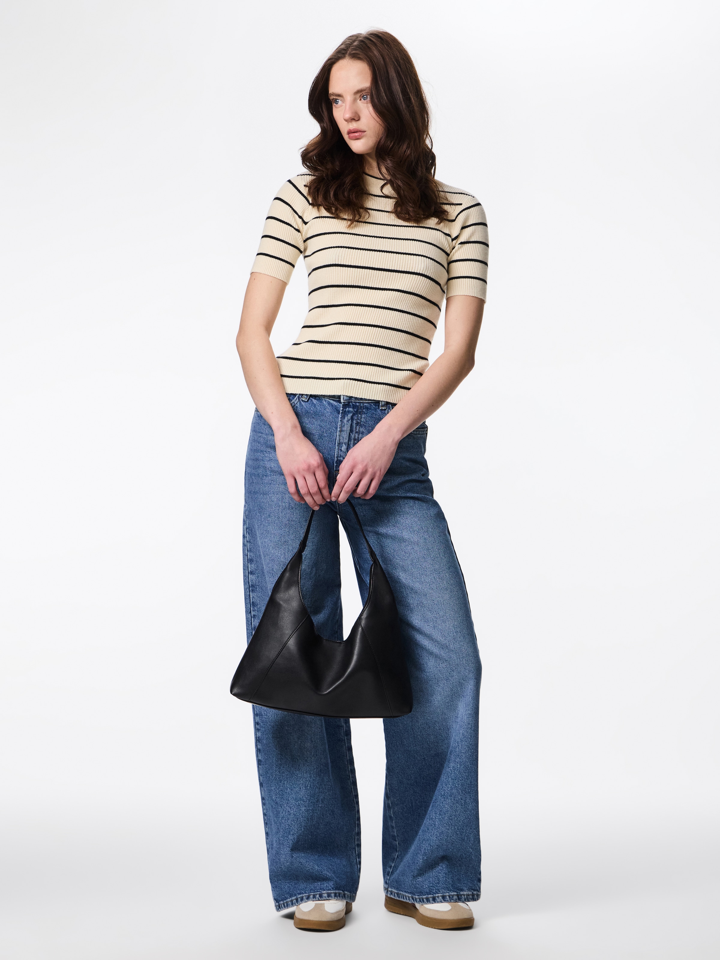 pieces Kurzarmpullover »PCMIRA SS O-NECK KNIT NOOS BC« Viskosemischung, Kurzarm