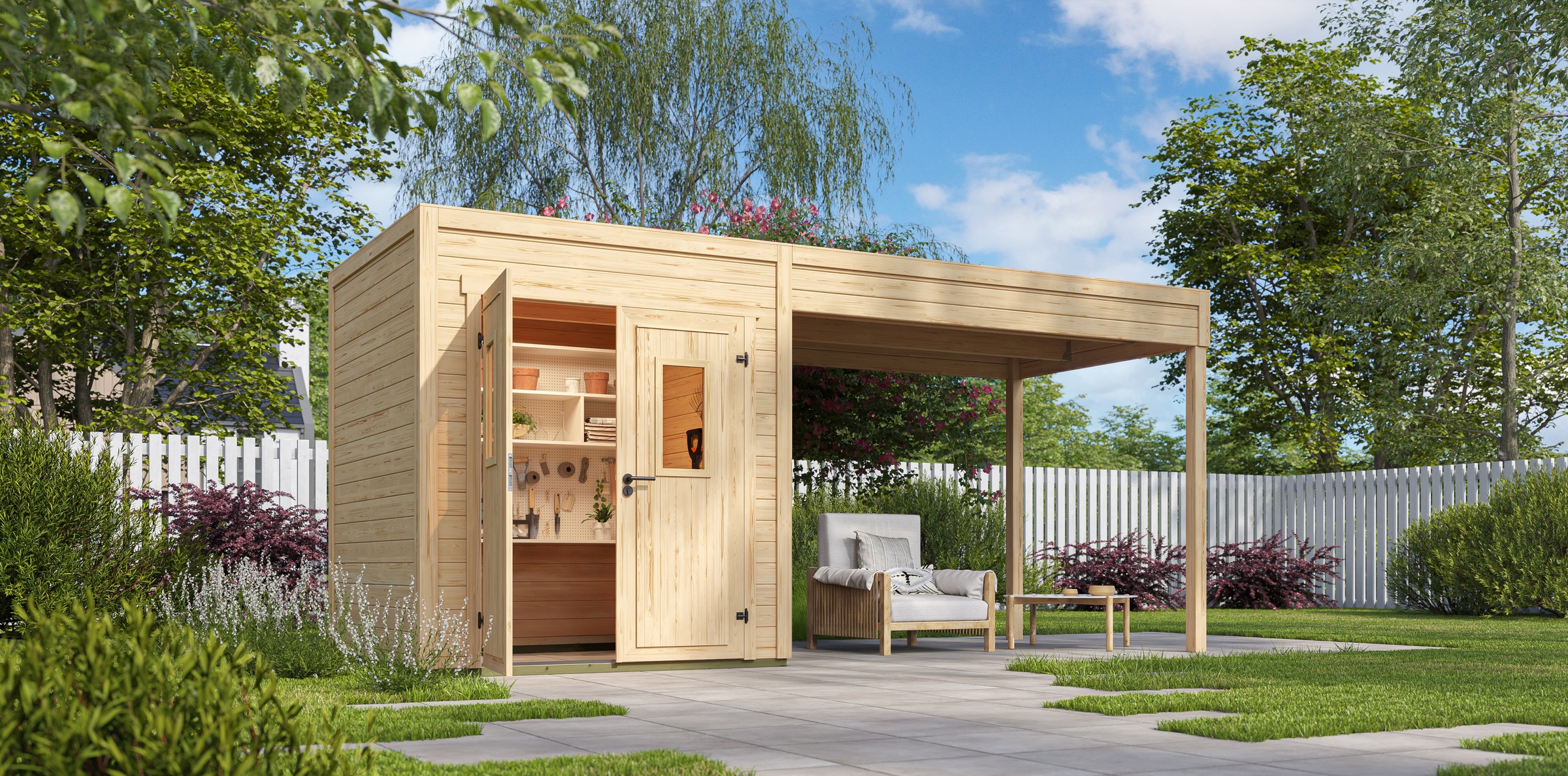 Nordic Holz Gartenhaus-Anbaudach »FELIX_FYNN 1_1,5 A« Flachdach