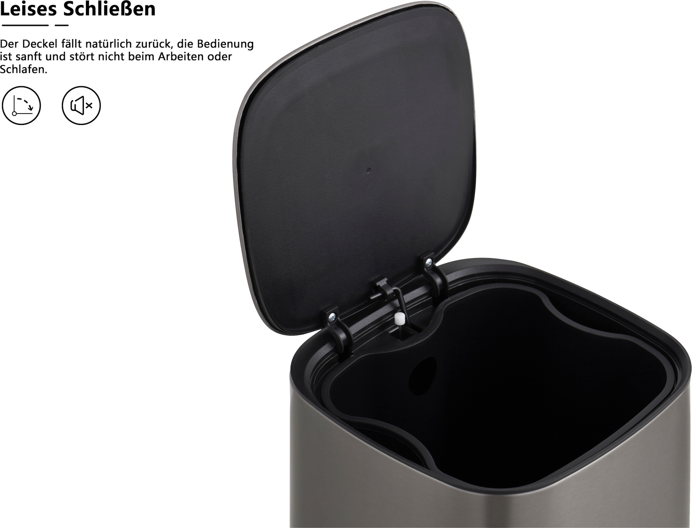 OTTO home Mülleimer »Keenna, Soft Close, mit verstecktem Griff« 1 Behälter Treteimer für Küche oder Bad, Abfalleimer mit Deckel