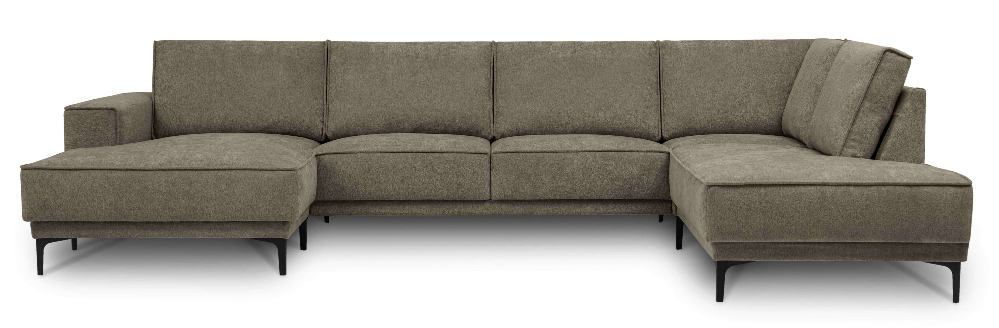 Places of Style Wohnlandschaft »XXL Sofa Oland, Struktur, Flachgewebe, Luxus-Microfaser, Boucle«, U-Form, 345 cm, Wellenunterfederung, Skandi-Design, Metallfüße