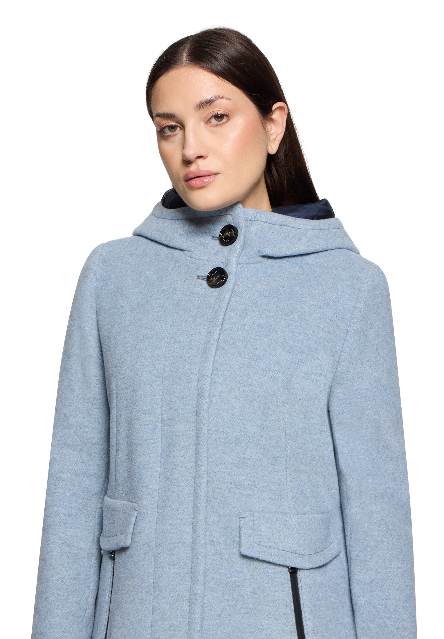 Gil Bret Wollmantel , mit Kapuze und aus einer Wollmischung
