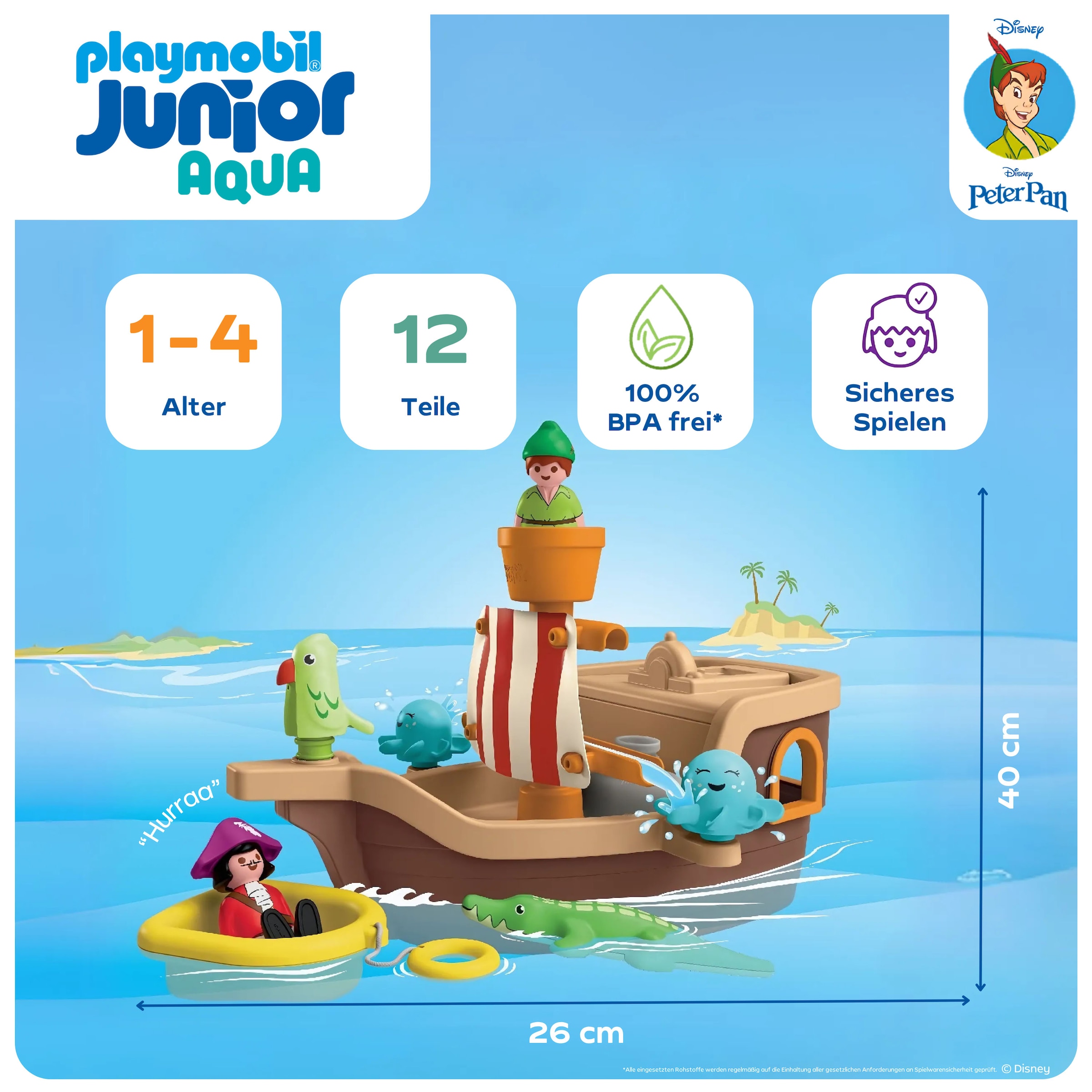 Playmobil® Konstruktions-Spielset »Peter Pans Piratenschiff mit Wasserspritzspaß (71769), JUNIOR & Disney« Made in Europe
