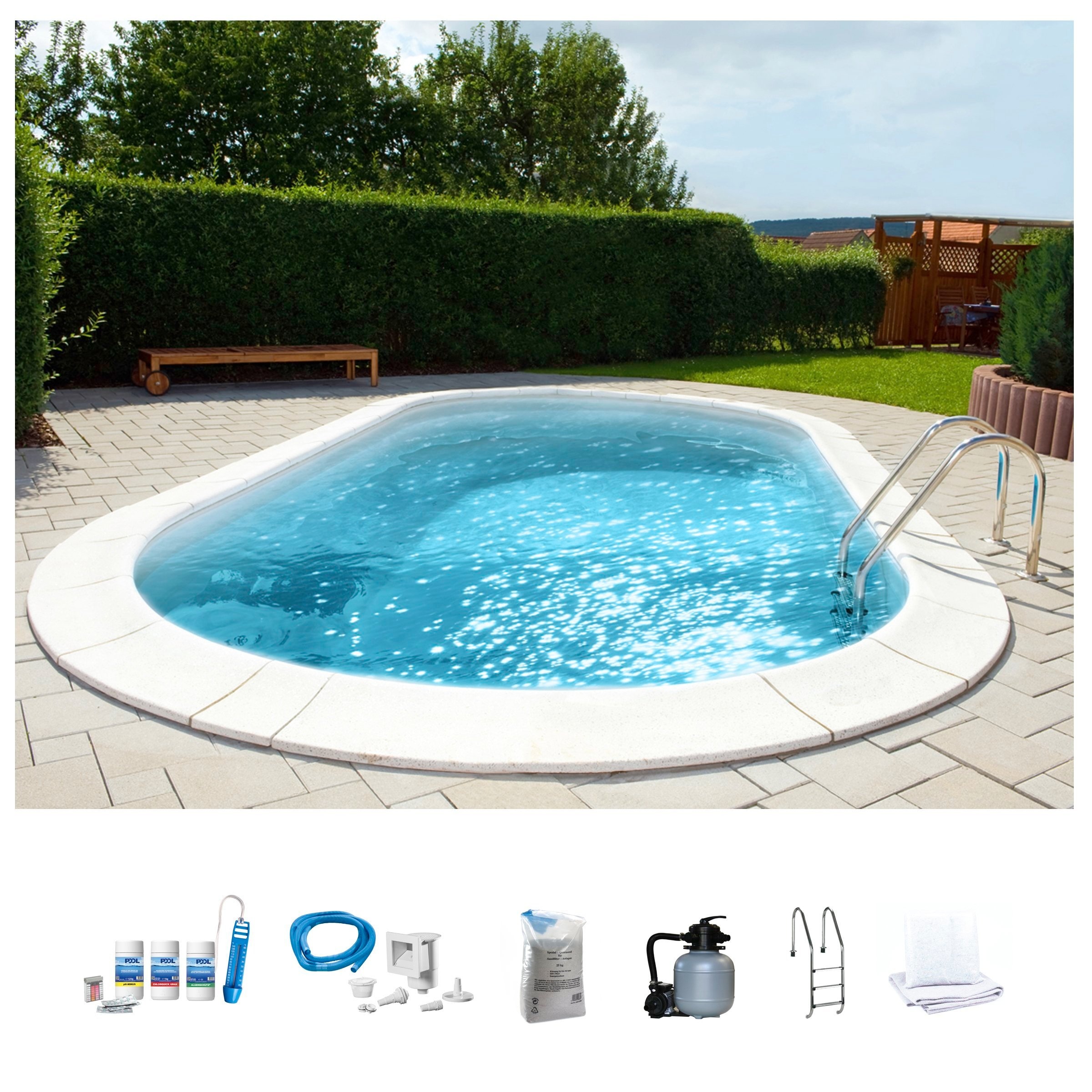 my POOL BWT Ovalpool »PREMIUM mit sandfarbener Innenfolie«, (Komplett-Set, 7 tlg.), Höhe 120 cm,...