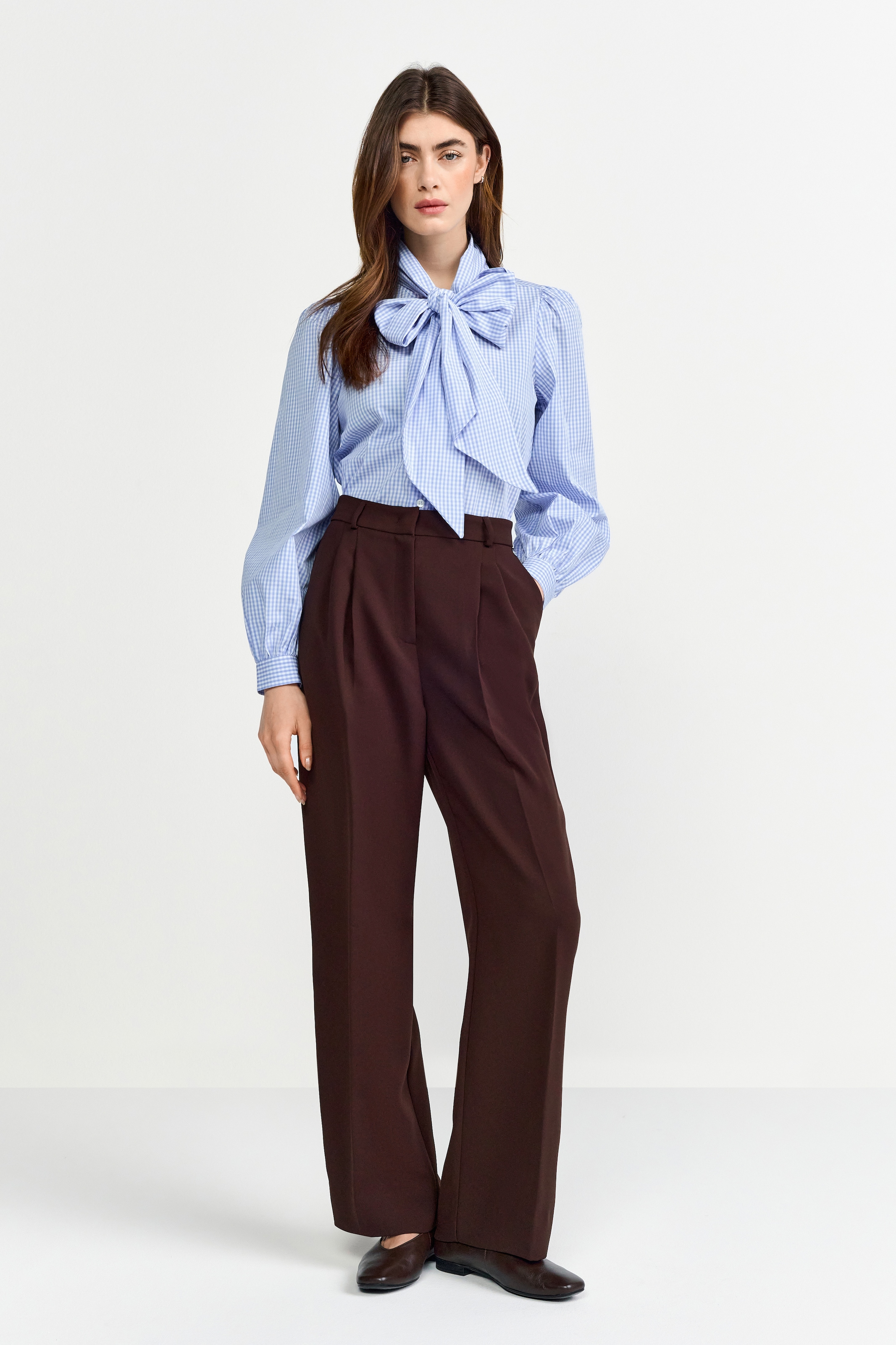 RICHROYAL Karobluse, mit Schleifenkragen, femininer Schnitt, Puffärmel