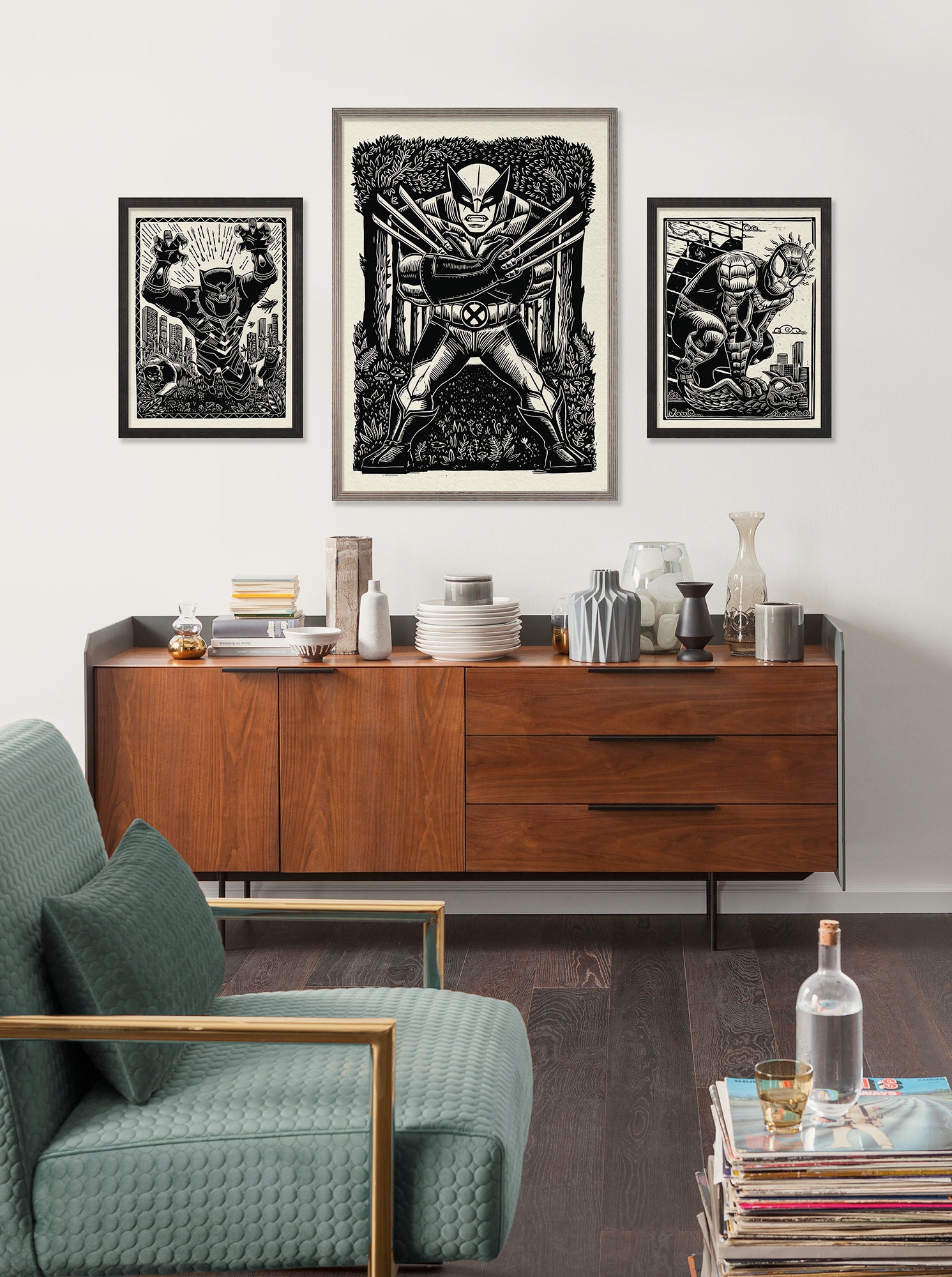 Komar Wandbild »Marvel Wolverine Lino-Cut«, Disney, (Set, 1 St.), 50 x 70 cm (Breite x Höhe) - Kinderzimmer, Dekoration
